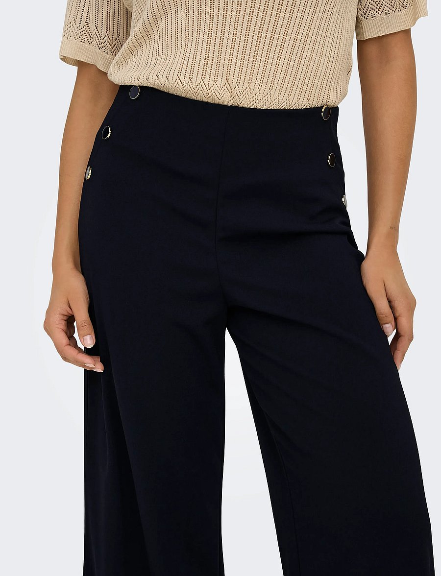 JDY - JDYGEGGO LIFE BUTTON PANT JRS NOOS - laia säärega püksid - black - 4