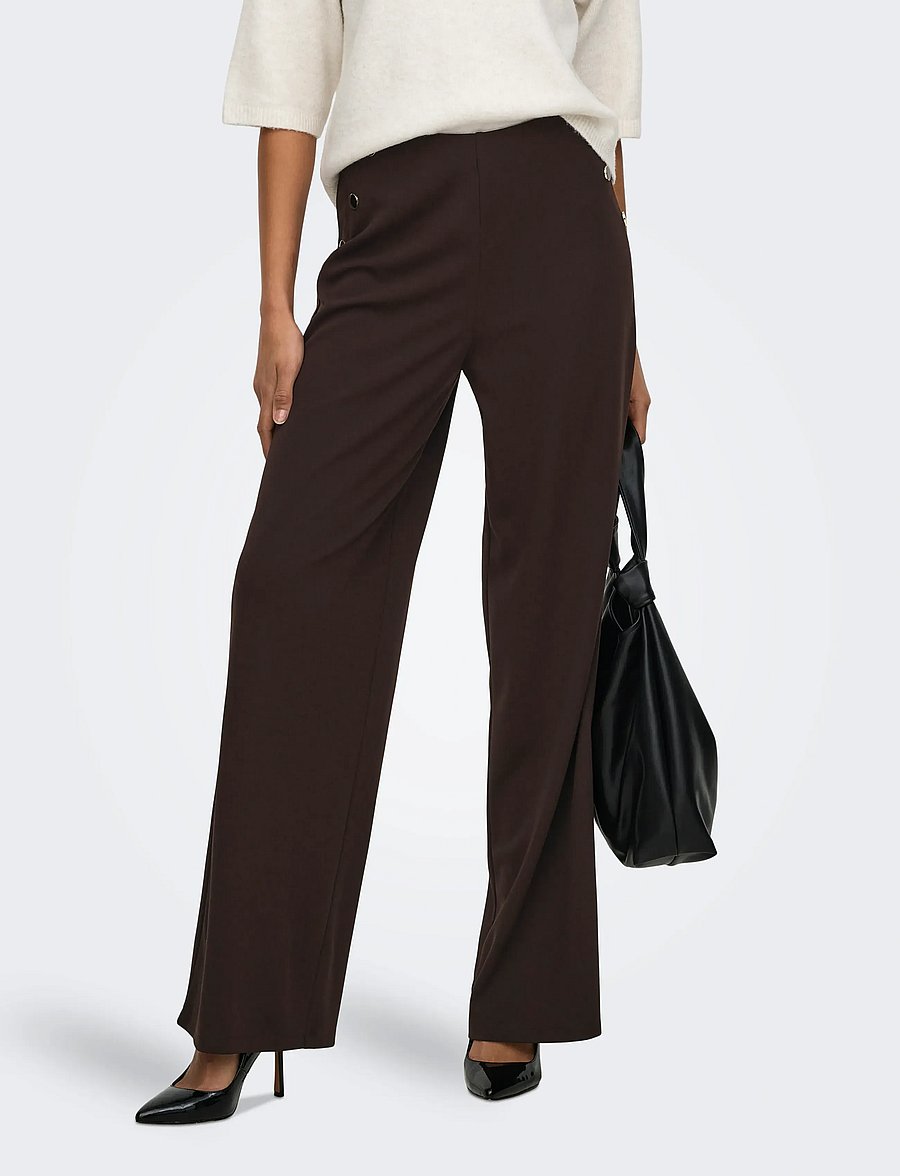 JDY - JDYGEGGO LIFE BUTTON PANT JRS NOOS - hosen mit weitem bein - chocolate torte - 0