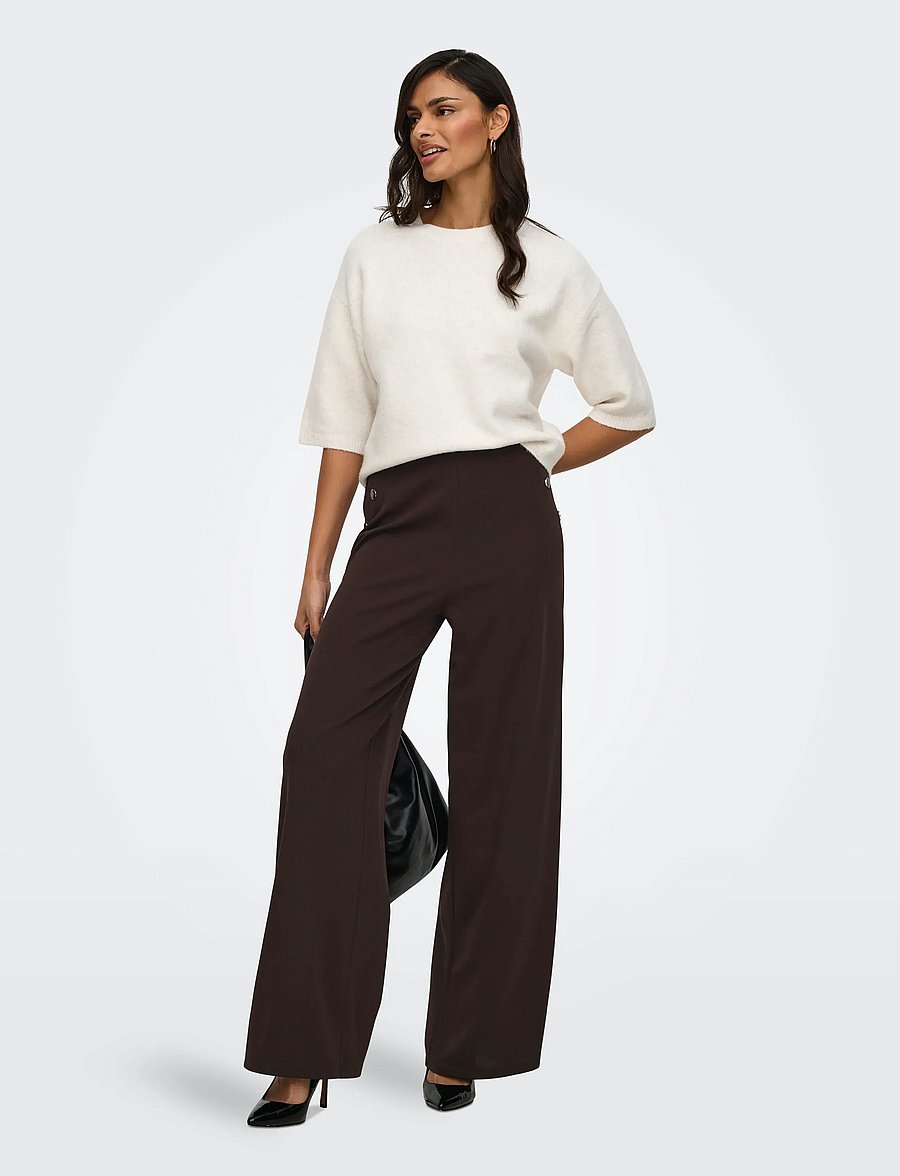 JDY - JDYGEGGO LIFE BUTTON PANT JRS NOOS - hosen mit weitem bein - chocolate torte - 4
