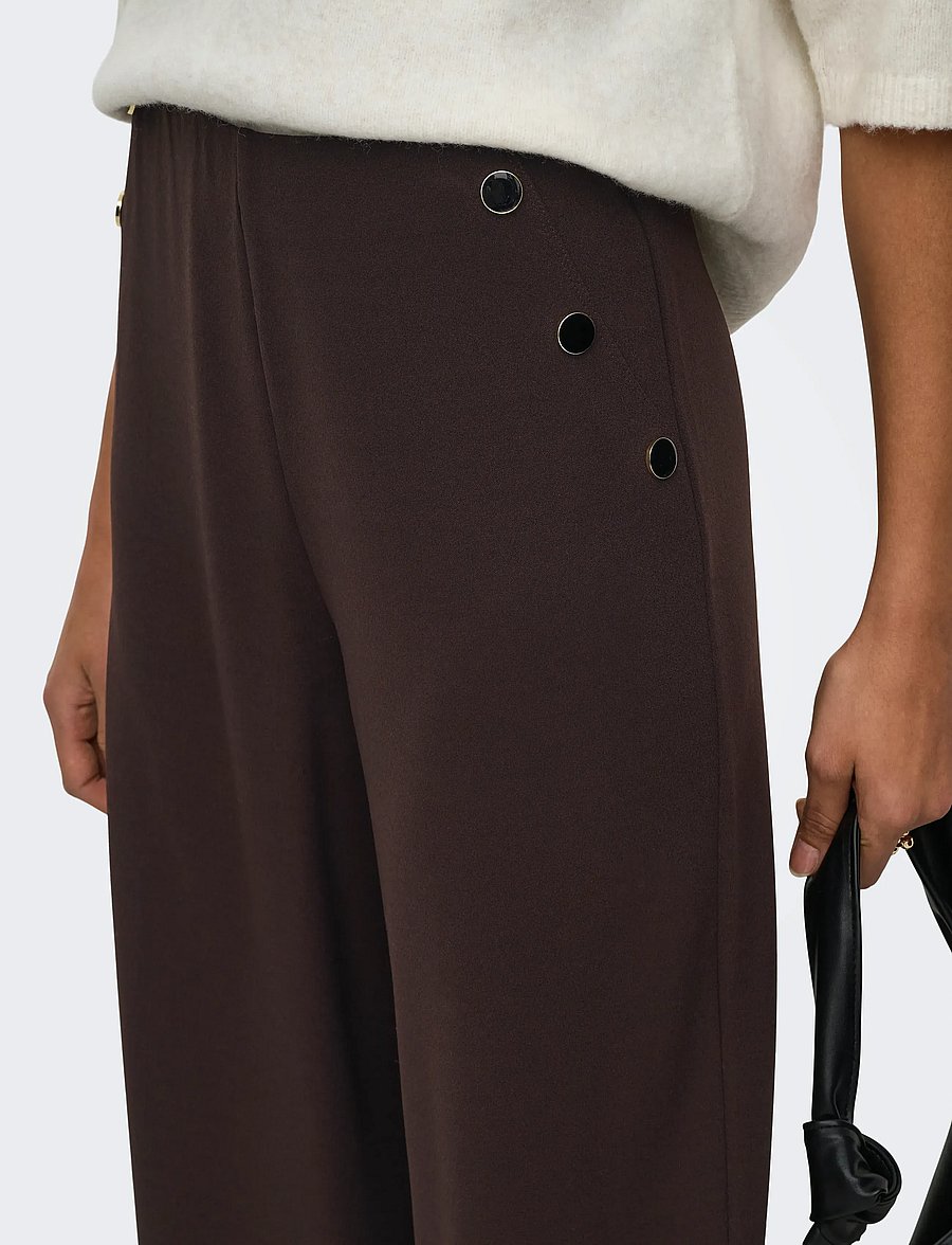 JDY - JDYGEGGO LIFE BUTTON PANT JRS NOOS - hosen mit weitem bein - chocolate torte - 5