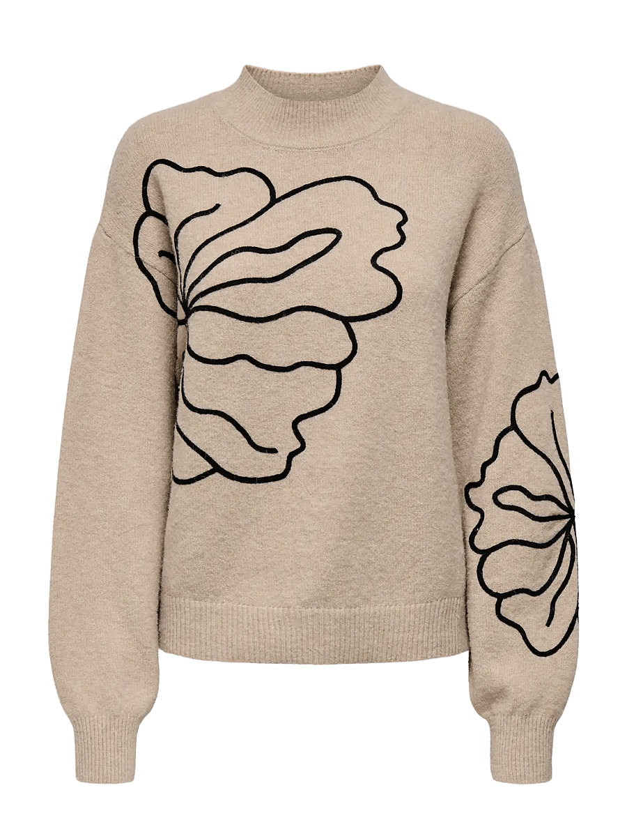JDY - JDYJELLA L/S FLOWER PULLOVER KNT NOOS - cement - 1