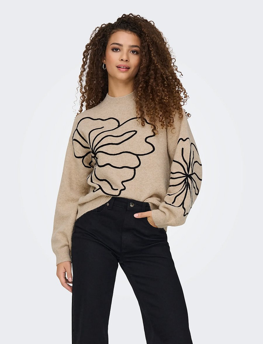 JDY - JDYJELLA L/S FLOWER PULLOVER KNT NOOS - cement - 0