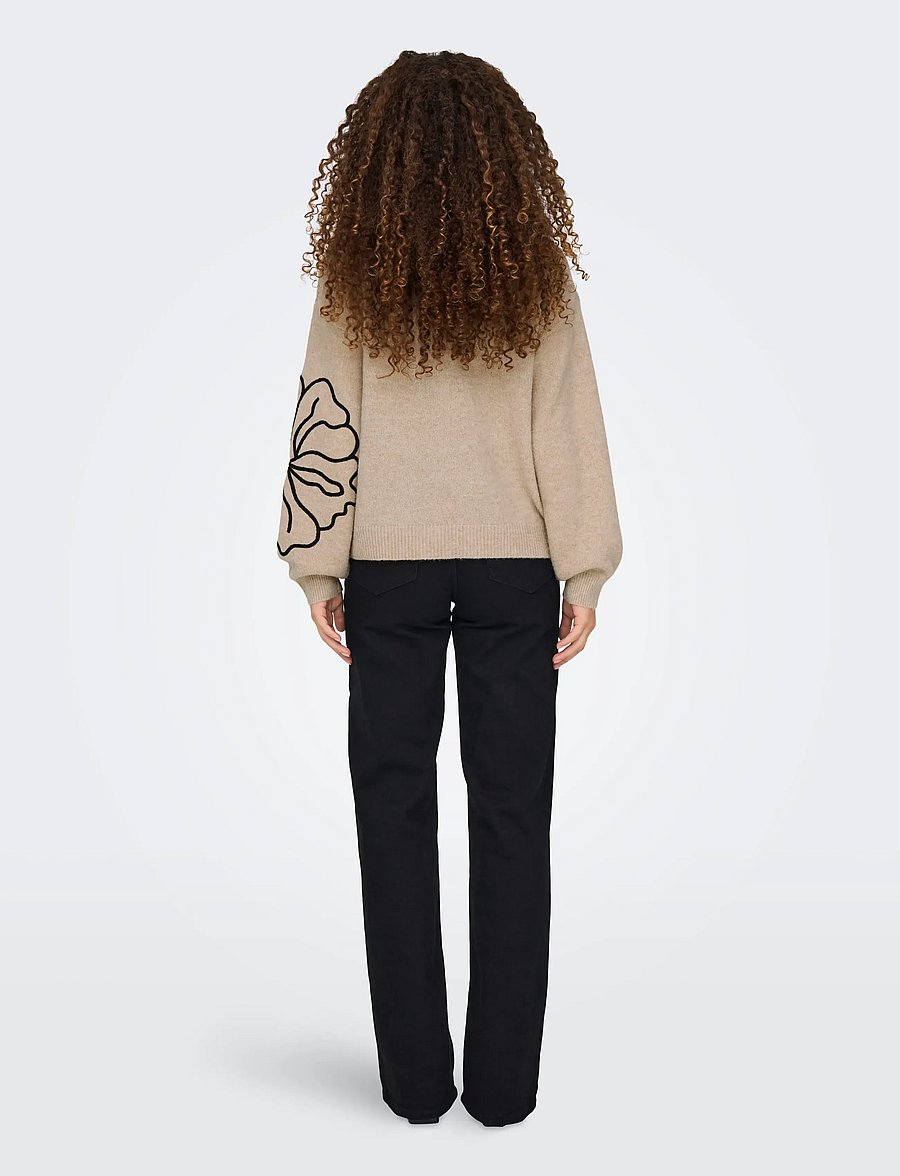 JDY - JDYJELLA L/S FLOWER PULLOVER KNT NOOS - cement - 3