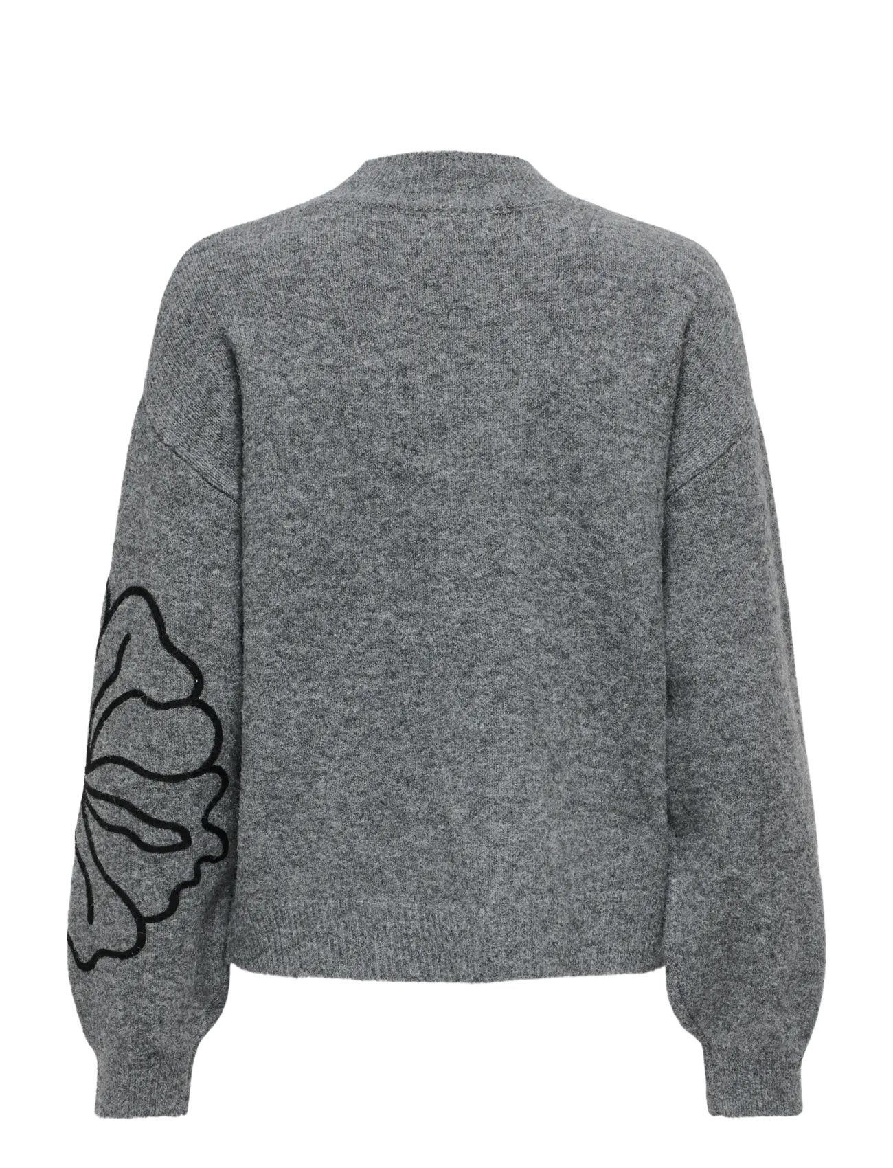JDY - JDYJELLA L/S FLOWER PULLOVER KNT NOOS - herbstliche kleidung - dark grey melange - 2