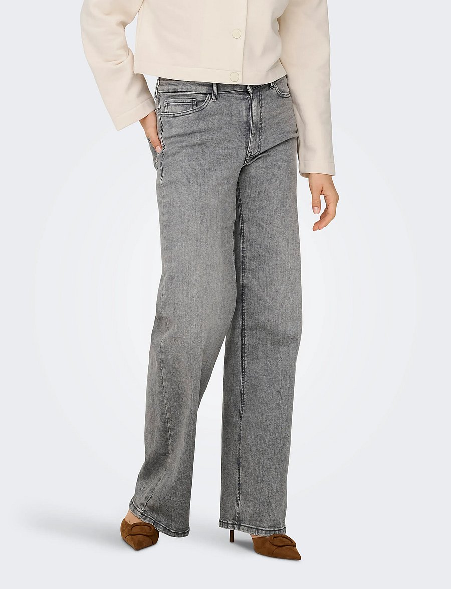 JDY - JDYFELINA-FINA HW WIDE LT GREY JEANS DNM - brede jeans - light grey denim - 0