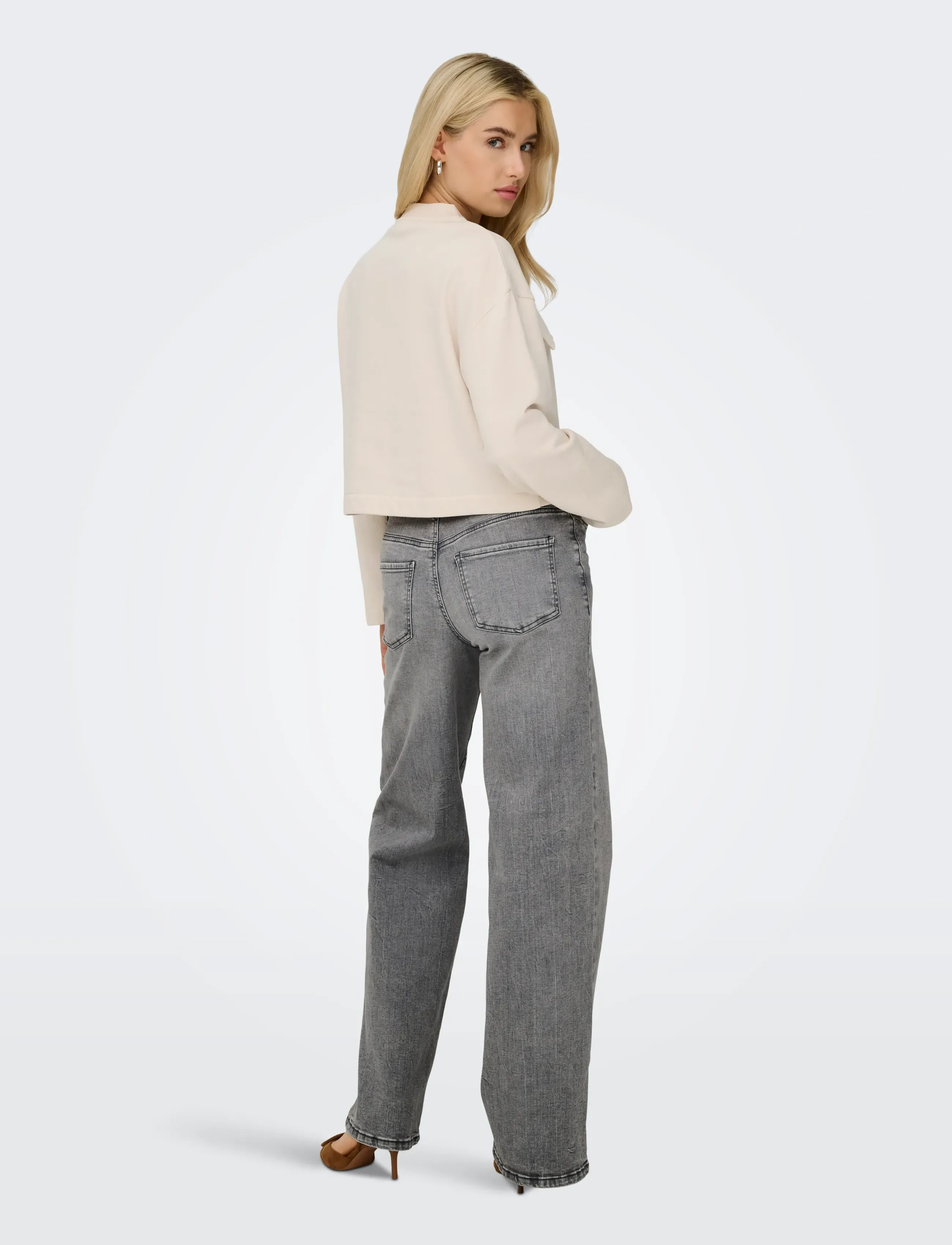 JDY - JDYFELINA-FINA HW WIDE LT GREY JEANS DNM - brede jeans - light grey denim - 3