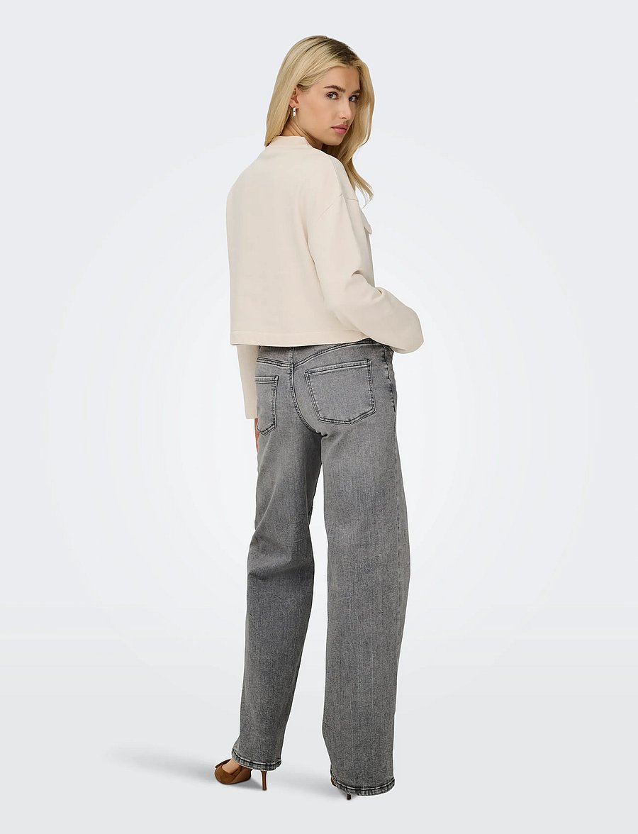 JDY - JDYFELINA-FINA HW WIDE LT GREY JEANS DNM - brede jeans - light grey denim - 3