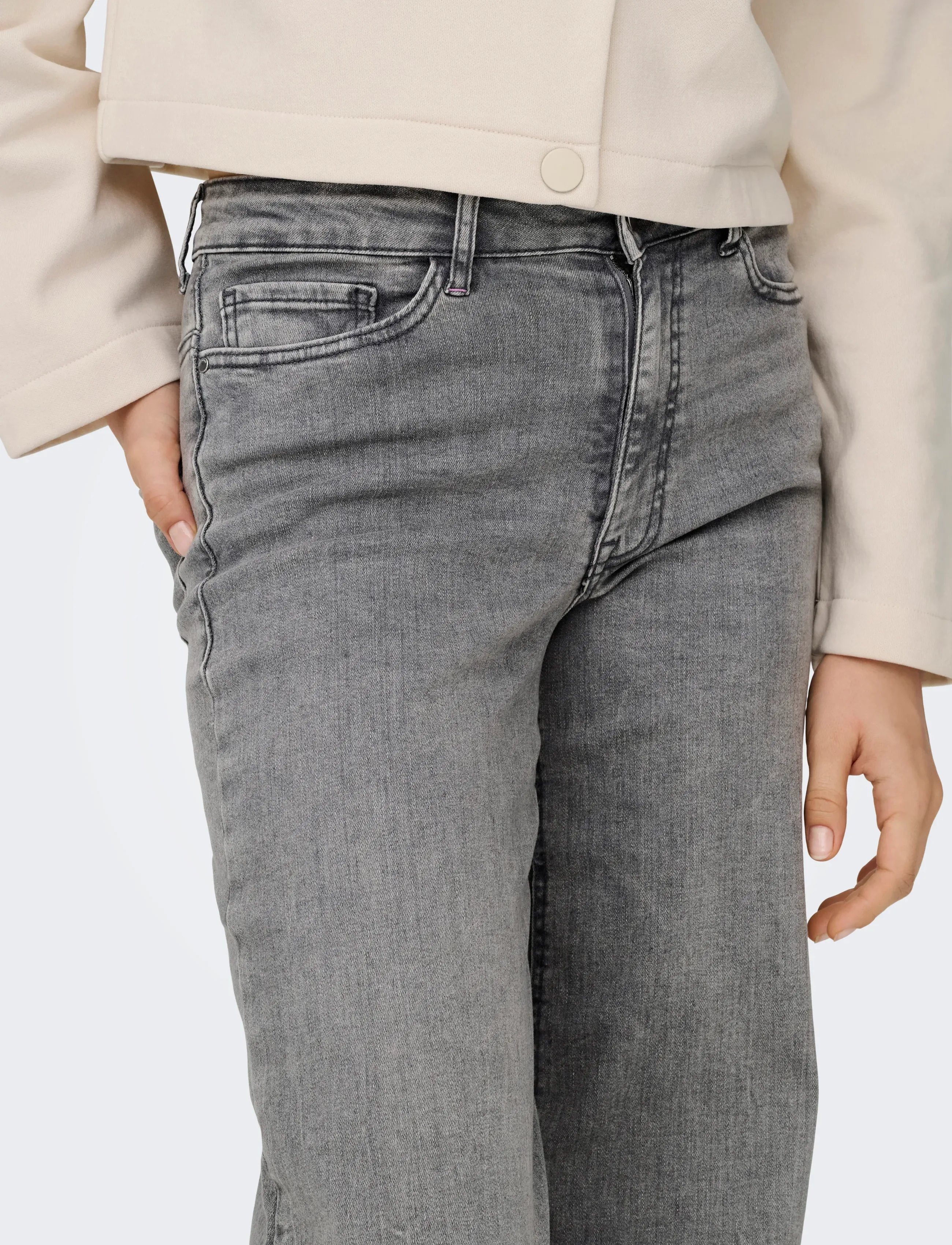 JDY Jdyfelina-Fina Hw Wide Lt Grey Jeans Dnm dam – bild 6