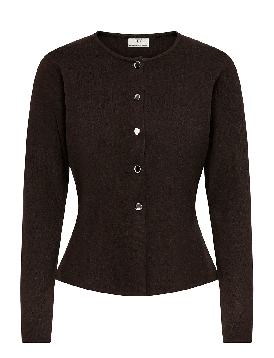 JDY - JDYPRIME LIFE L/S ON FITTED CARDIGAN KNT - strickjacken - chocolate torte - 1