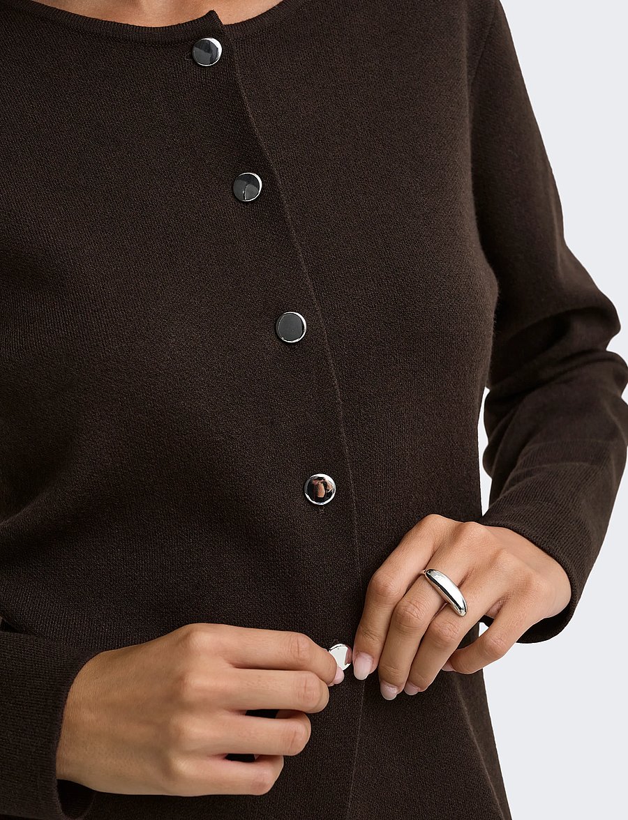 JDY - JDYPRIME LIFE L/S ON FITTED CARDIGAN KNT - strickjacken - chocolate torte - 5