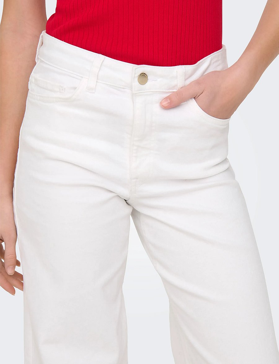 JDY - JDYFELINA-FINA HW WIDE WHITEJNS DNM - hosen mit weitem bein - white denim - 4