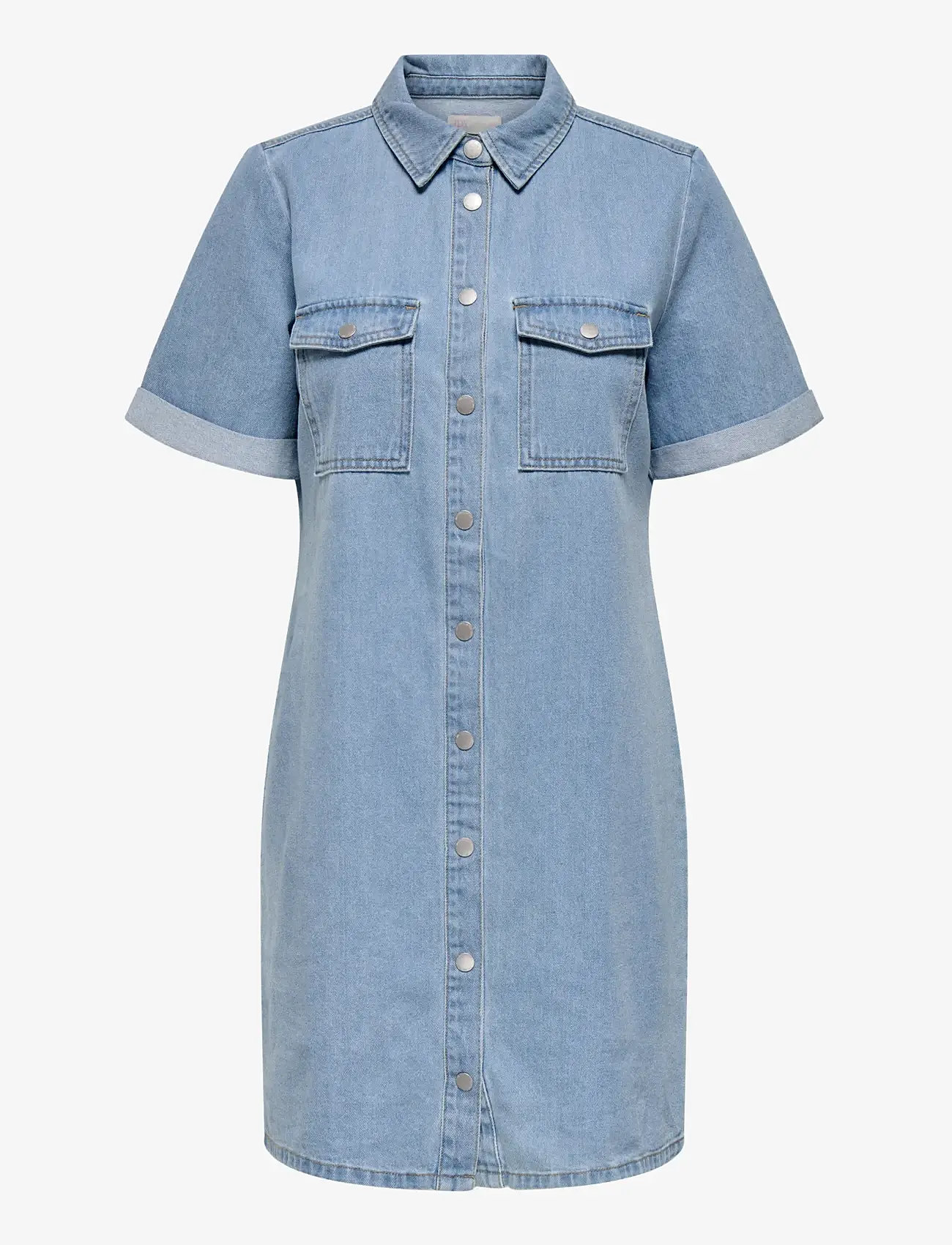JDY - JDYESMEE SS BUTTON DRESS DNM - shirt dresses - light blue denim - 1