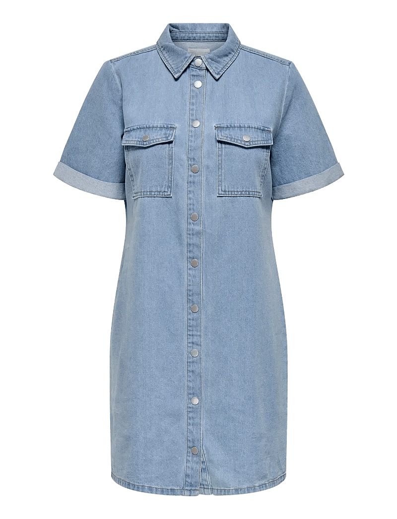 JDY - JDYESMEE SS BUTTON DRESS DNM - skjortekjoler - light blue denim - 1