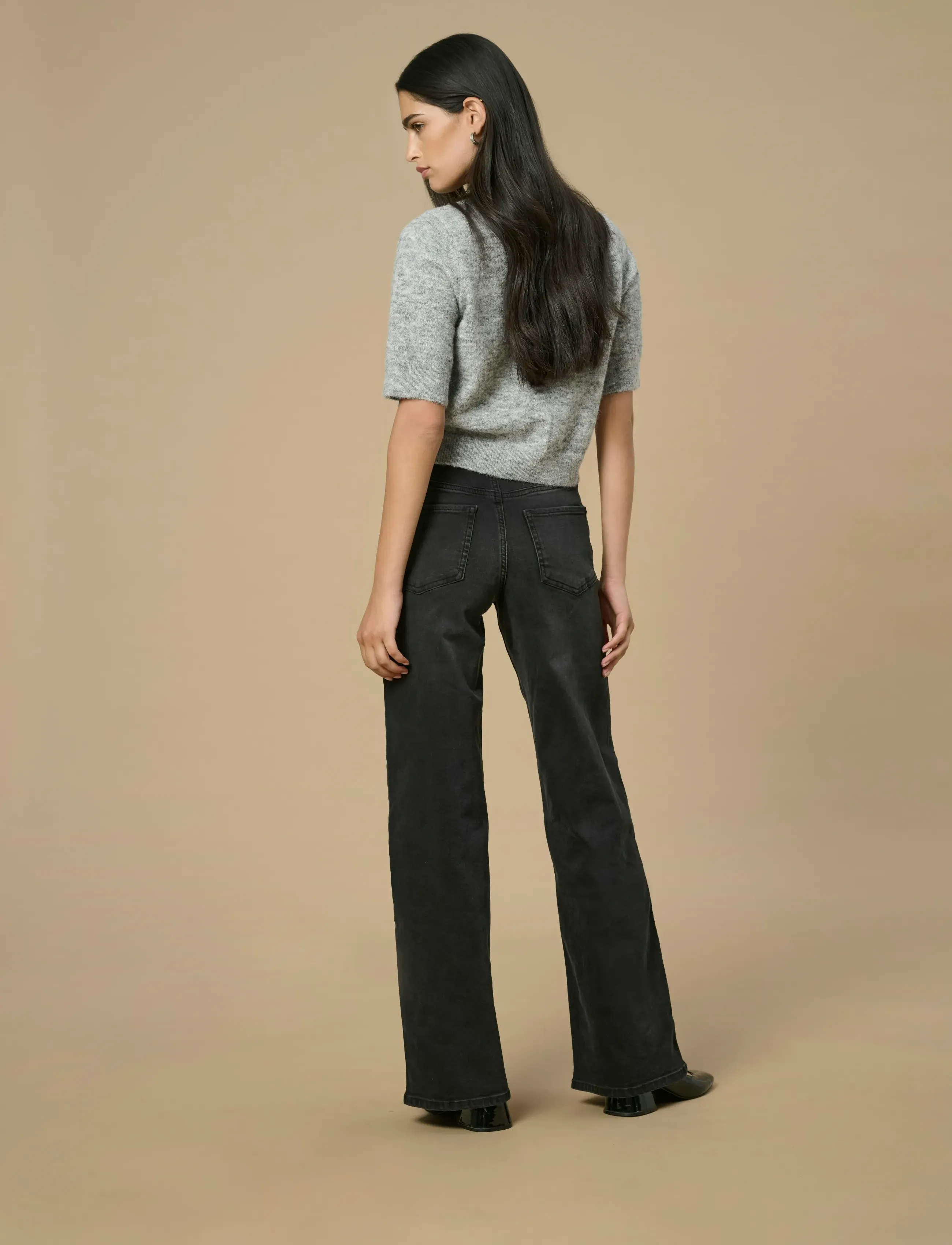 JDY JDYFELINA-FINA HW WIDE BLK JEANSDNM NOOS - Jeans - BLACK DENIM / black