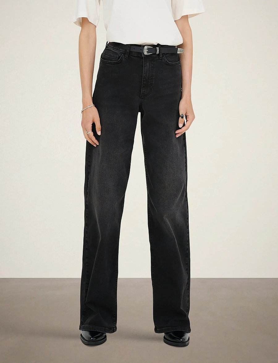 JDY - JDYFELINA-FINA HW WIDE BLK JEANSDNM NOOS - hosen mit weitem bein - black denim - 0