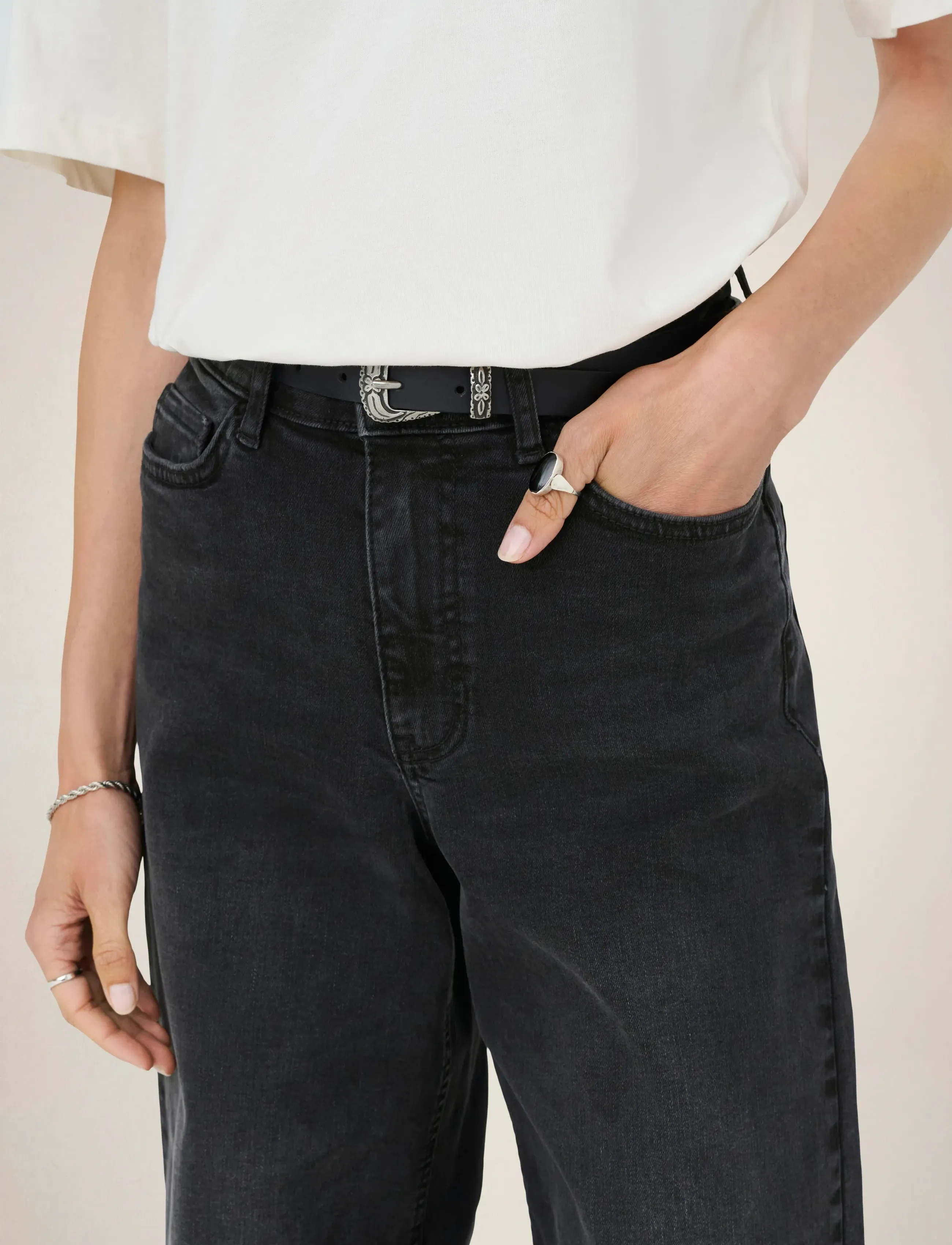 JDY - JDYFELINA-FINA HW WIDE BLK JEANSDNM NOOS - brede jeans - black denim - 5
