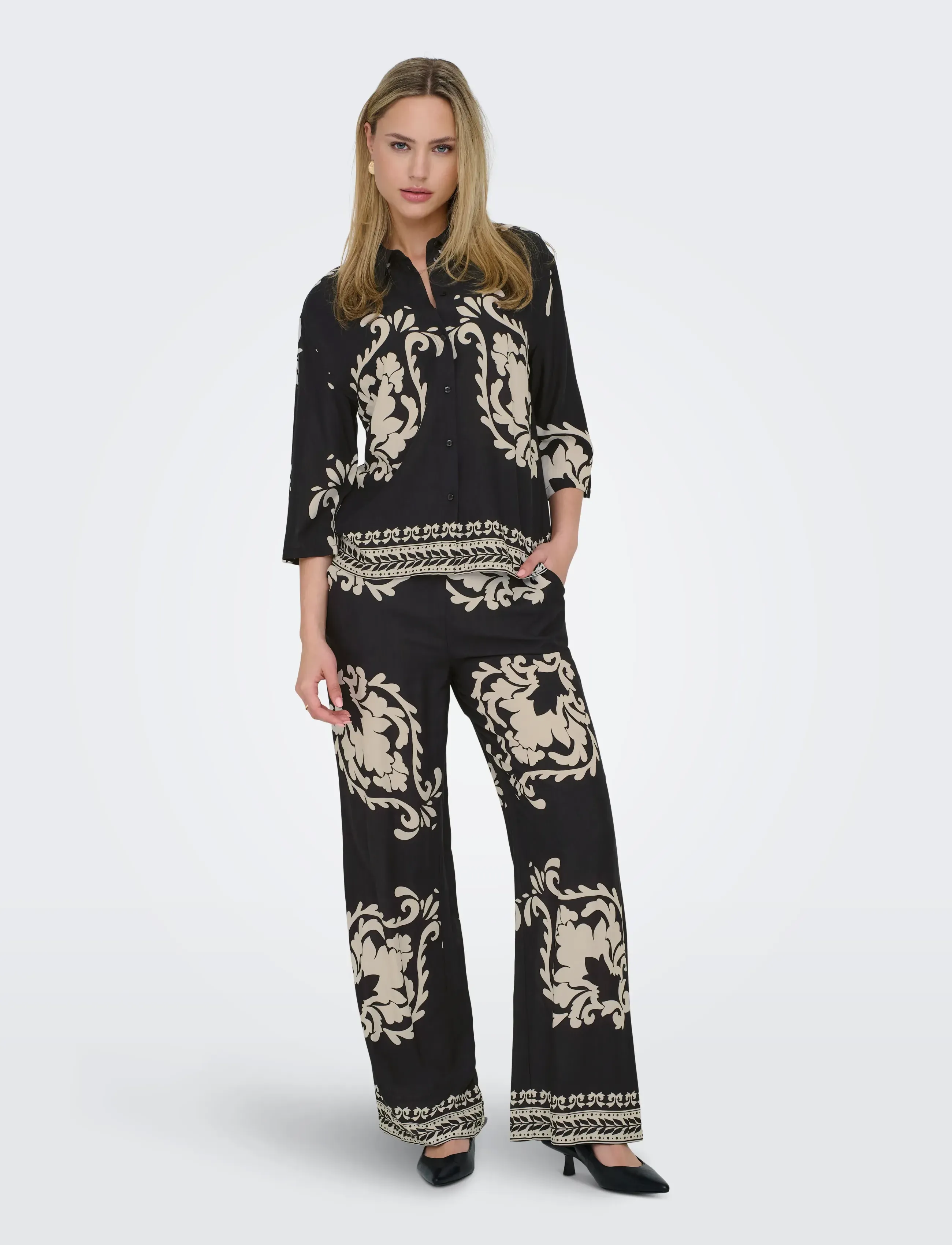 JDY - JDYMAGGIE LIFE MW WIDE PANT WVN - black - 4