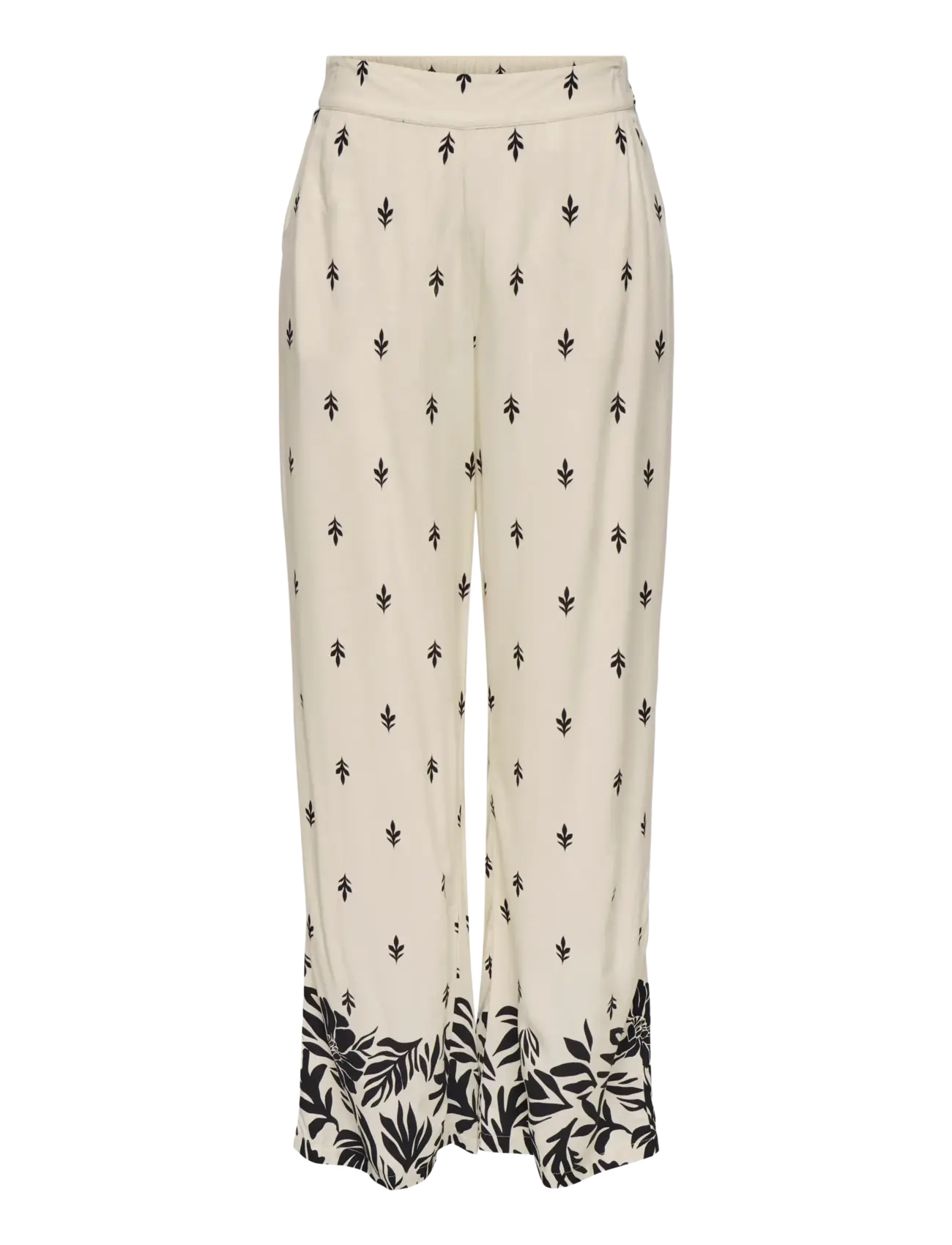 JDY JDYMAGGIE LIFE MW WIDE PANT WVN - Bukser - SANDSHELL / cream