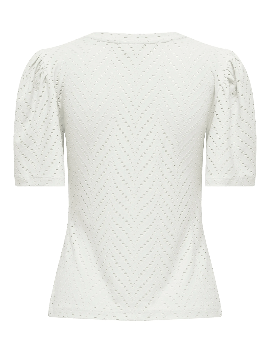 JDY - JDYCARLA CATHINKA S/S TOP JRS NOOS - striktrøjer - cloud dancer - 2