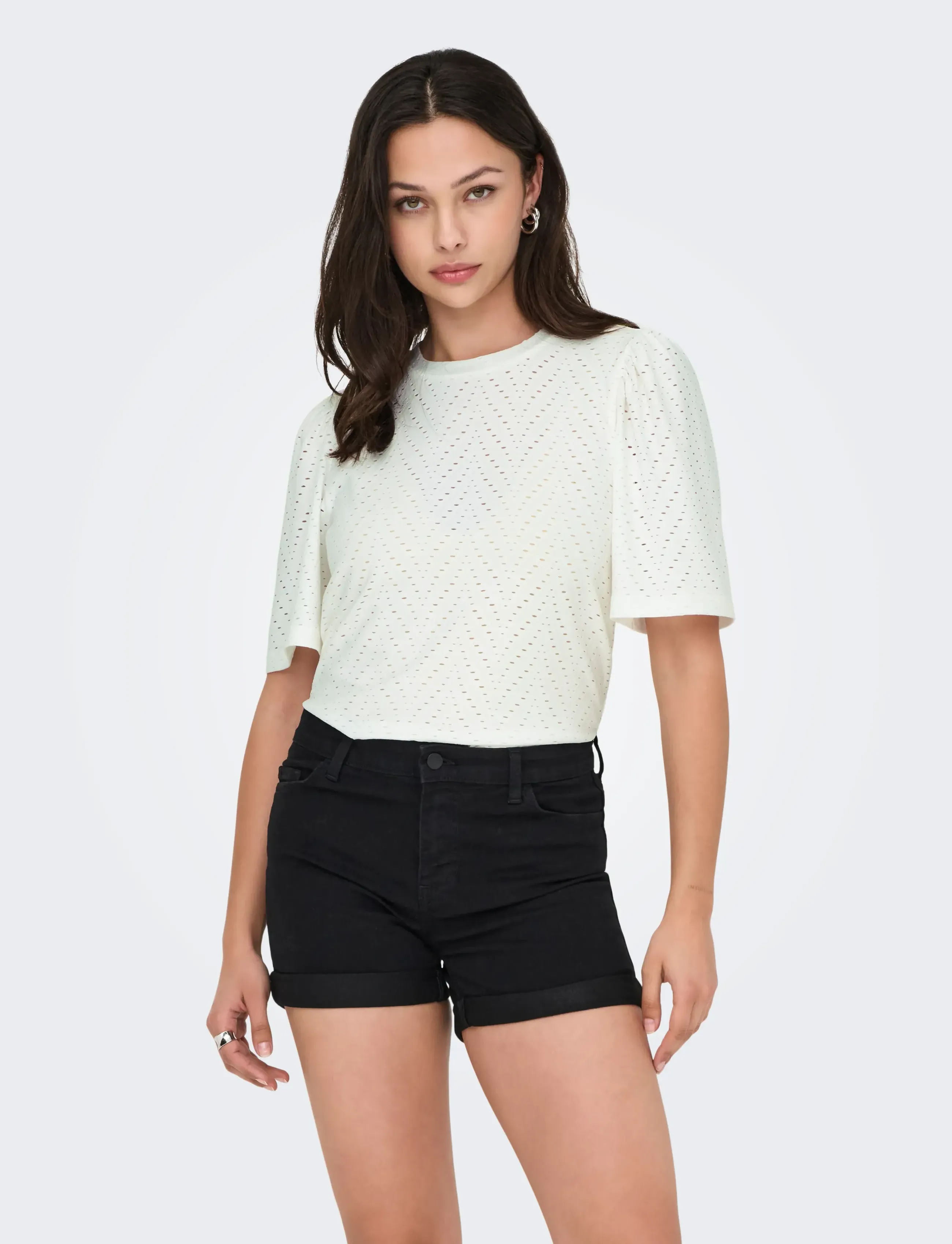 JDY JDYCARLA CATHINKA S/S TOP JRS NOOS - T-shirts - CLOUD DANCER / white