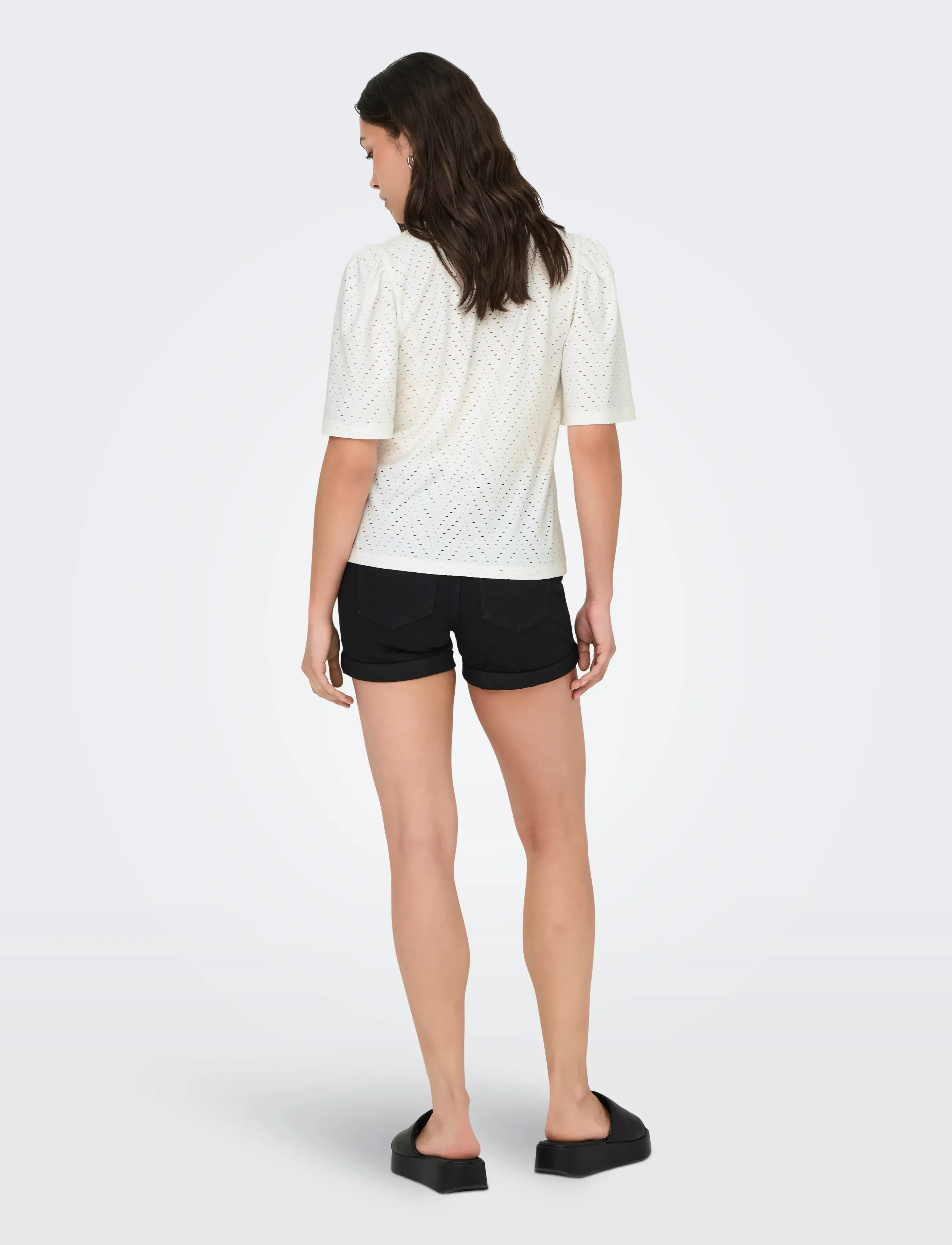 JDY - JDYCARLA CATHINKA S/S TOP JRS NOOS - striktrøjer - cloud dancer - 3