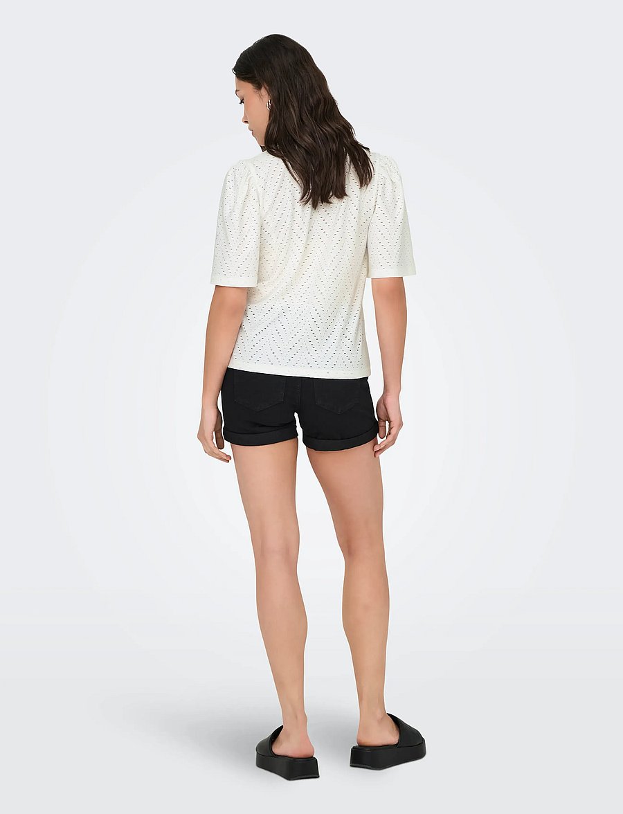 JDY - JDYCARLA CATHINKA S/S TOP JRS NOOS - striktrøjer - cloud dancer - 3