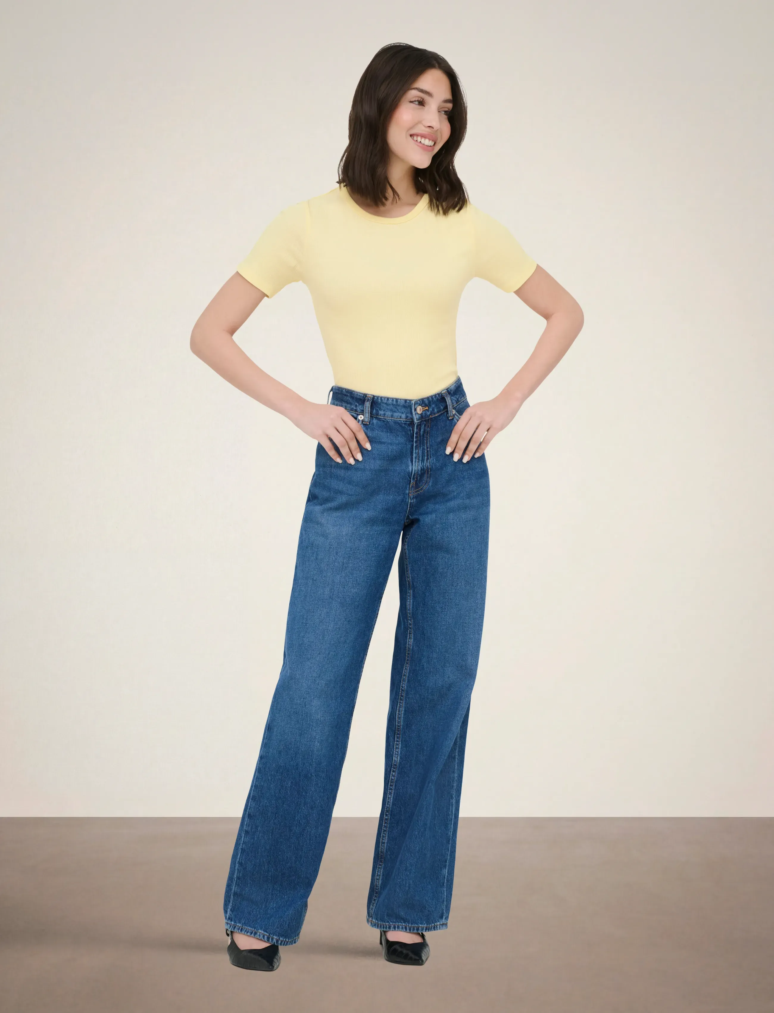 JDY - JDYLUCKY S/S O NECK TOP JRS NOOS - t-shirts - pastel yellow - 4