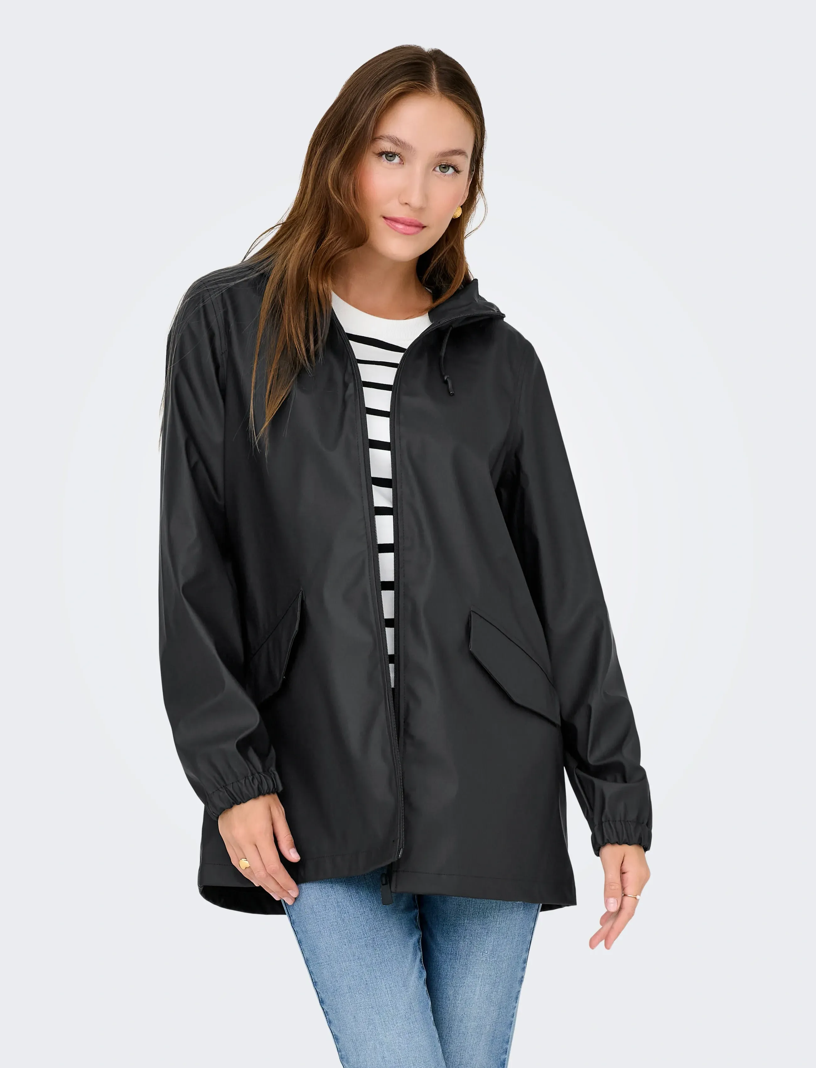 JDY Jdymulan Raincoat Otw Sij Noos, M, Black, Regntøj > Regnfrakker, Dame