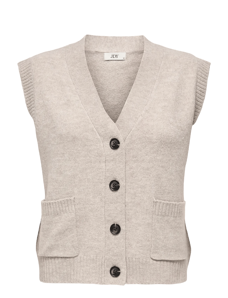 JDY - JDYSUPER S/L V-NECK VEST KNT NOOS - chateau gray - 1