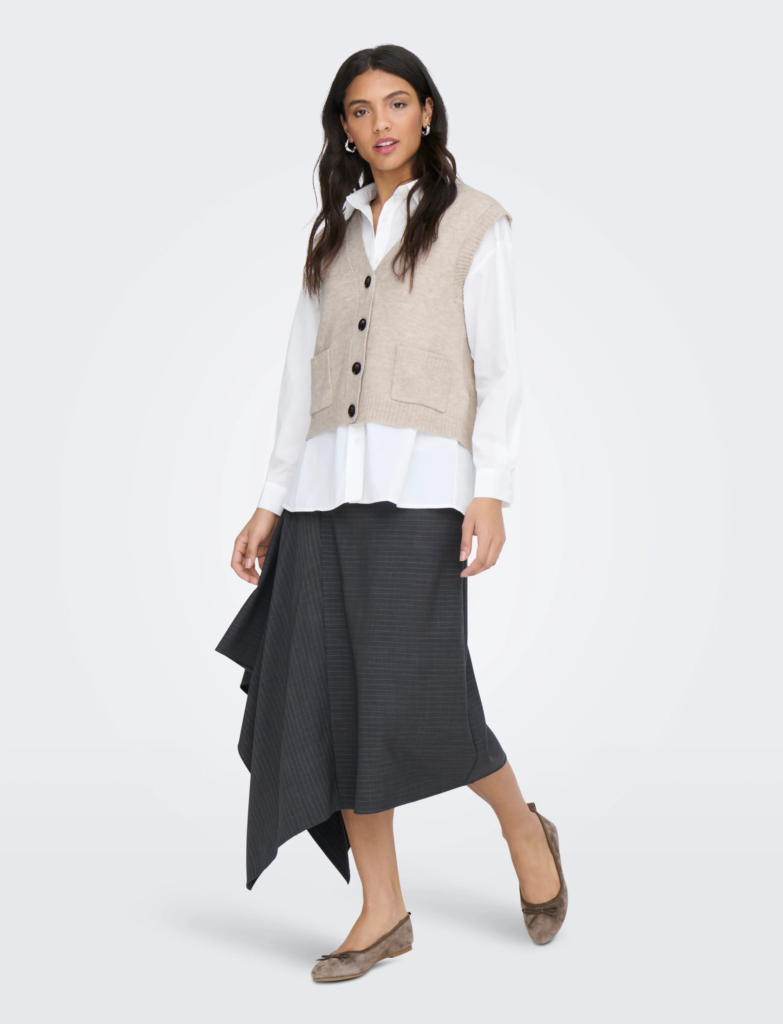 JDY - JDYSUPER S/L V-NECK VEST KNT NOOS - chateau gray - 4