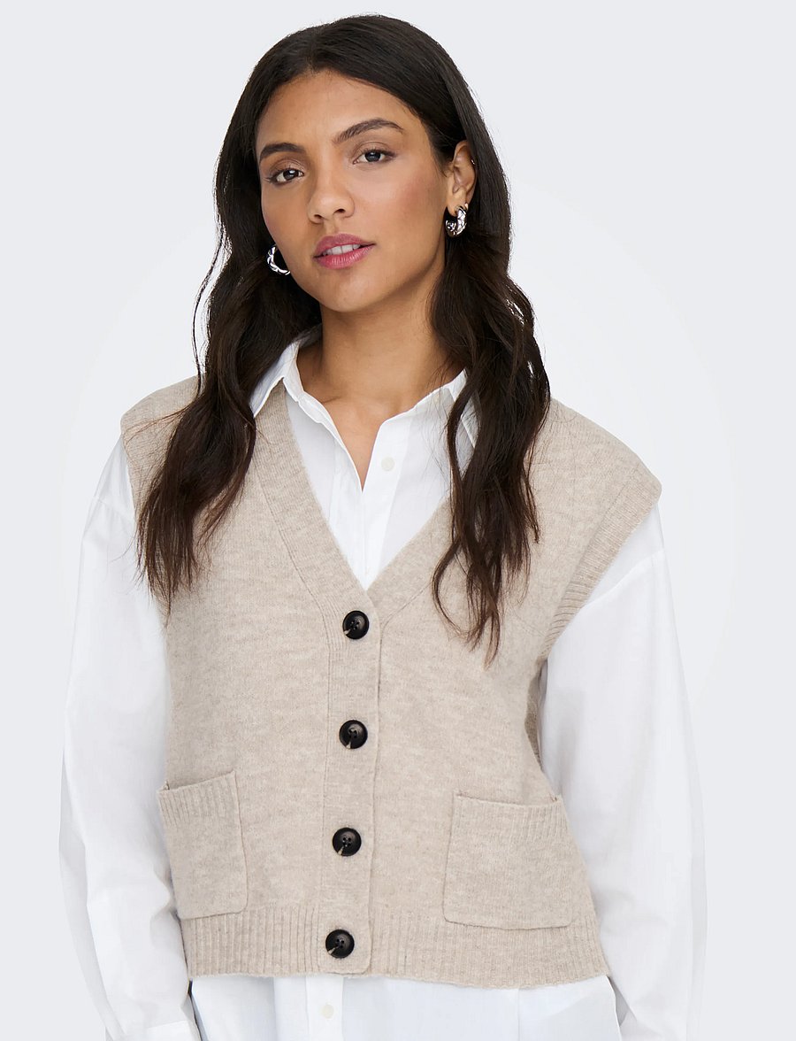 JDY - JDYSUPER S/L V-NECK VEST KNT NOOS - chateau gray - 5