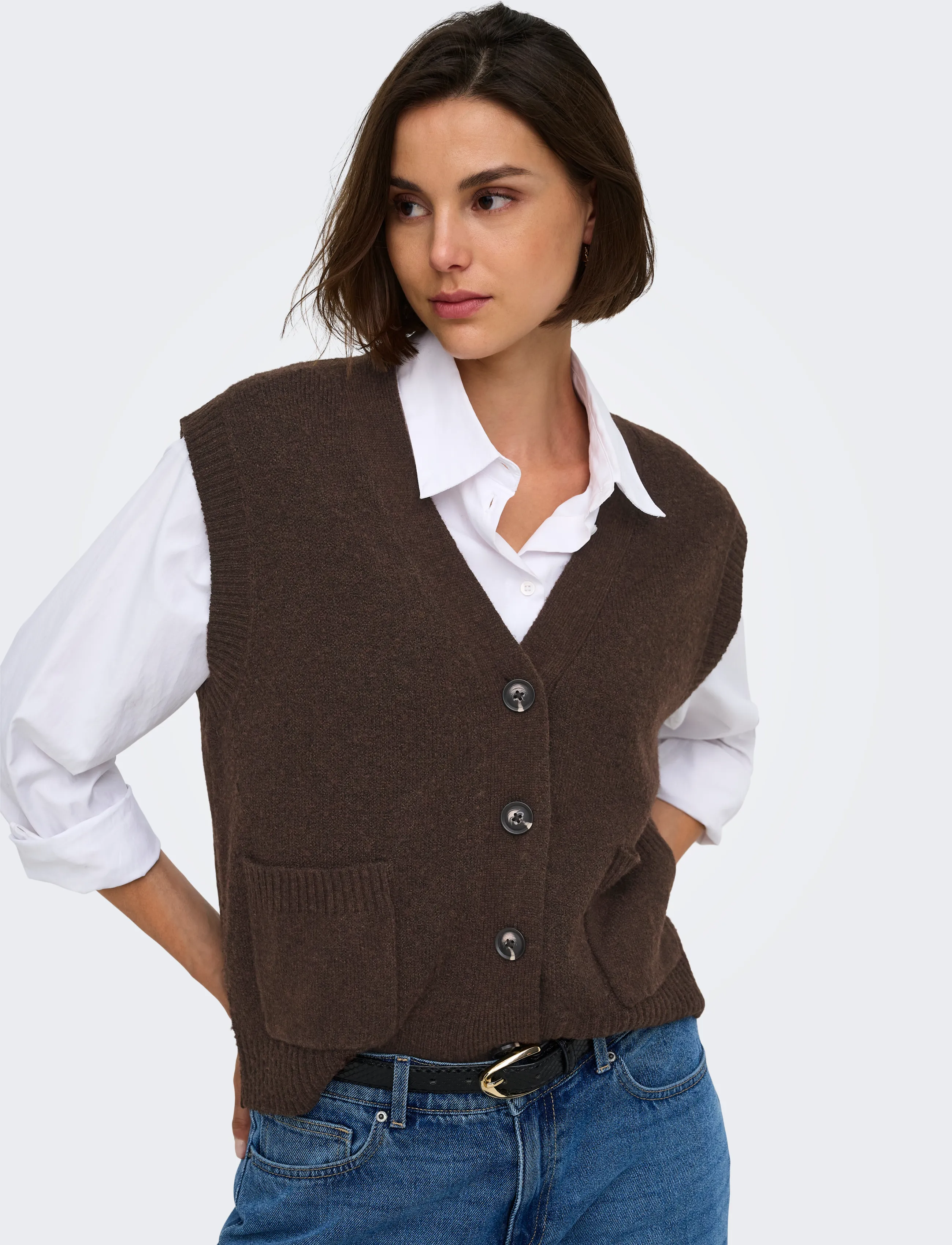 JDY Jdysuper S/L V-Neck Vest Knt Noos stickade västar dam – bild 6