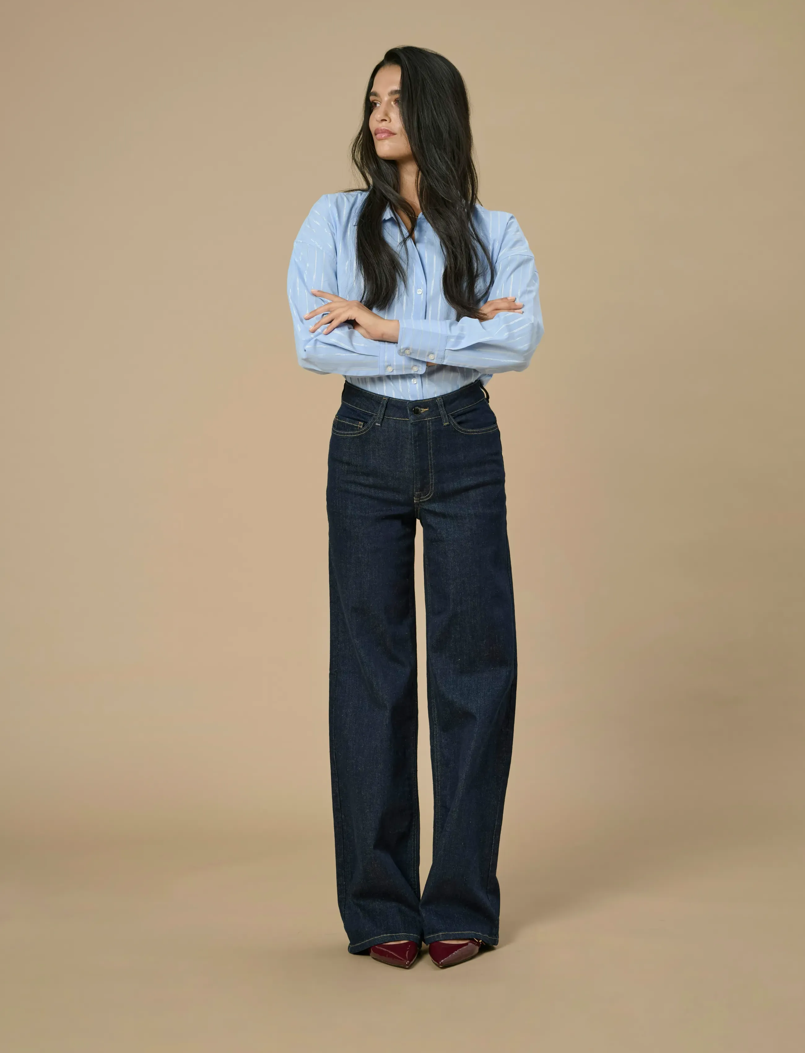JDY felina-Fina Hw Wide Rinse Jnsdnm Noos, XS x 34, Jeans, Blau - Wide, Frauen