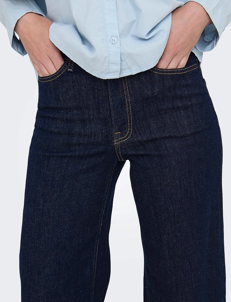 JDY - JDYFELINA-FINA HW WIDE RINSE JNSDNM NOOS - pantalons larges - dark blue denim - 4
