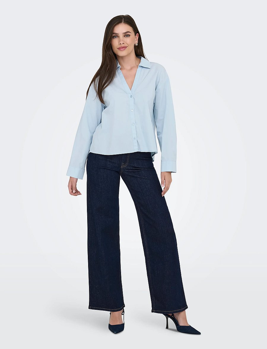 JDY - JDYFELINA-FINA HW WIDE RINSE JNSDNM NOOS - pantalons larges - dark blue denim - 5