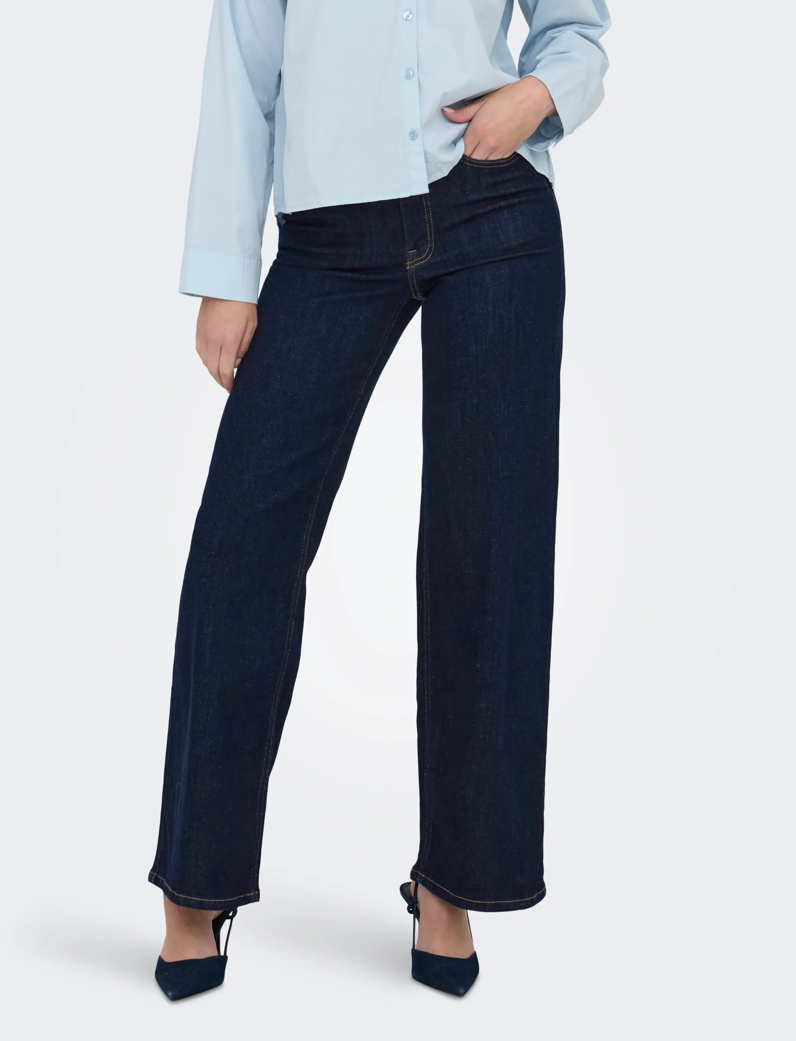JDY Jdyfelina-Fina Hw Wide Rinse Jnsdnm Noos jeans dam – bild 5