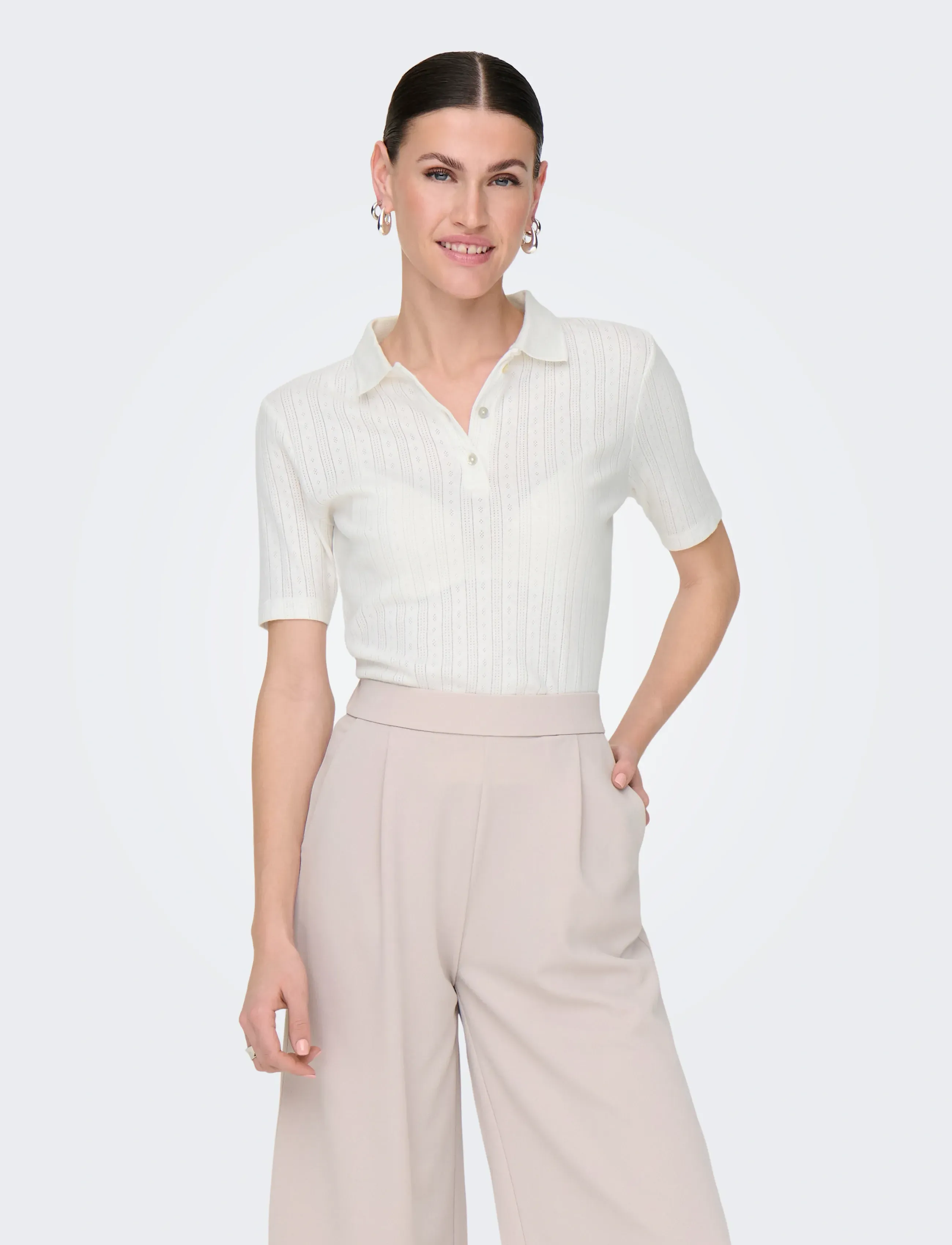 JDY JDYSALSA S/S POLO TOP JRS NOOS - Pikeepaidat - CLOUD DANCER / white