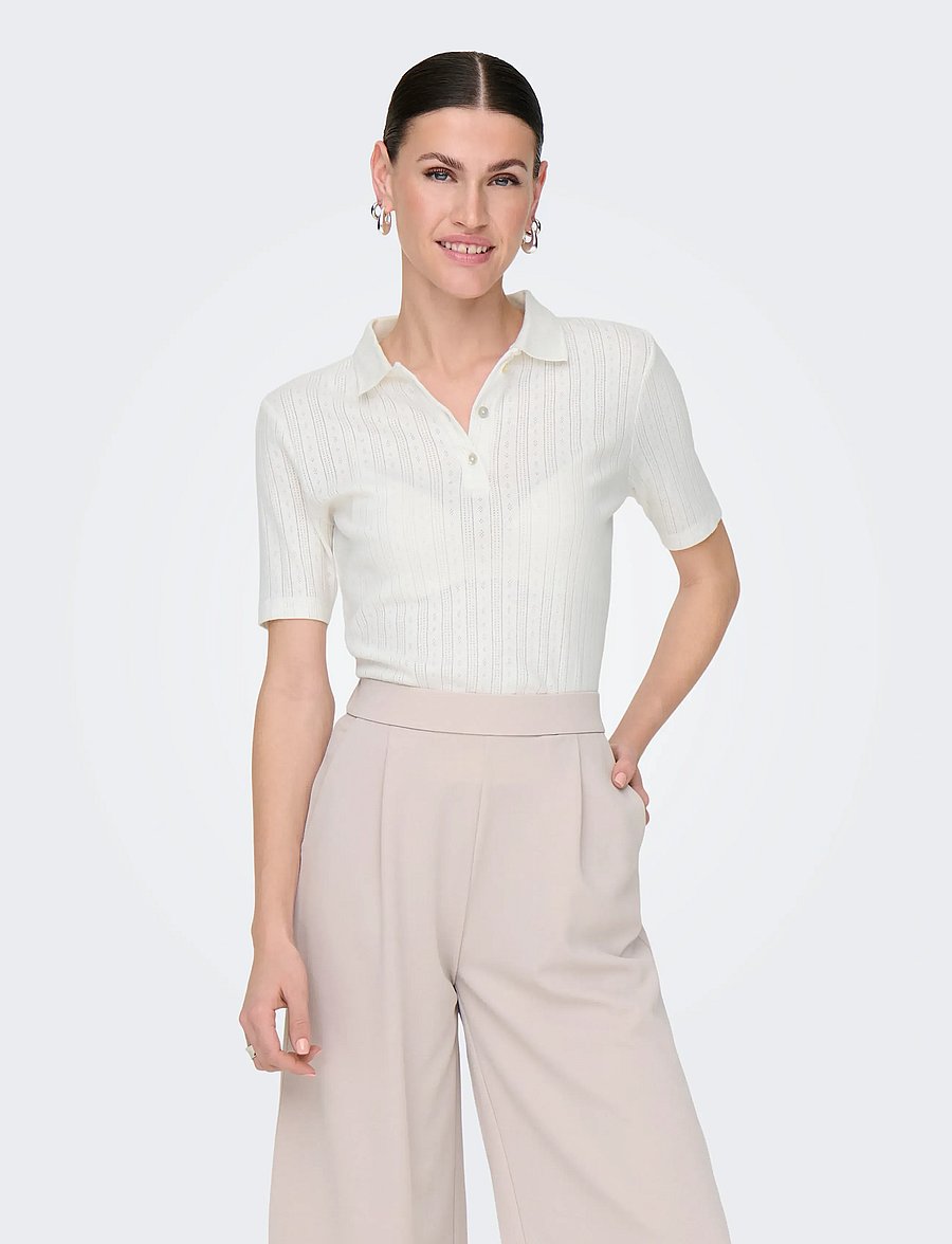 JDY - JDYSALSA S/S POLO TOP JRS NOOS - poloer - cloud dancer - 0