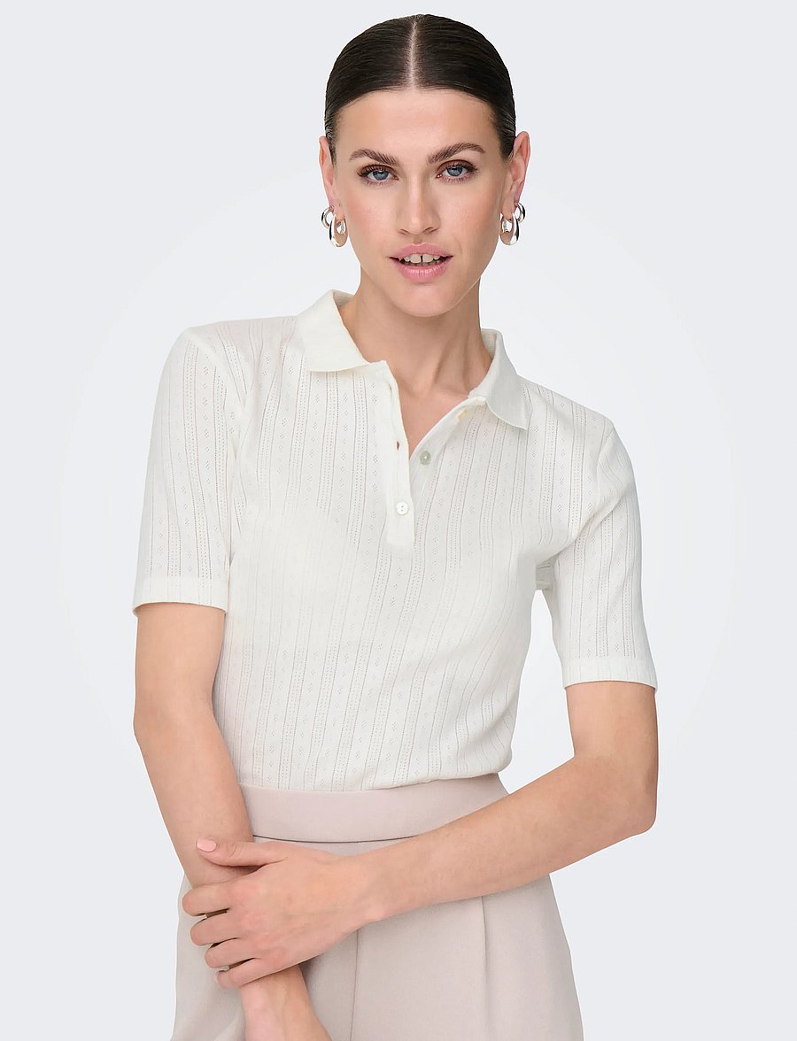 JDY - JDYSALSA S/S POLO TOP JRS NOOS - poloer - cloud dancer - 5