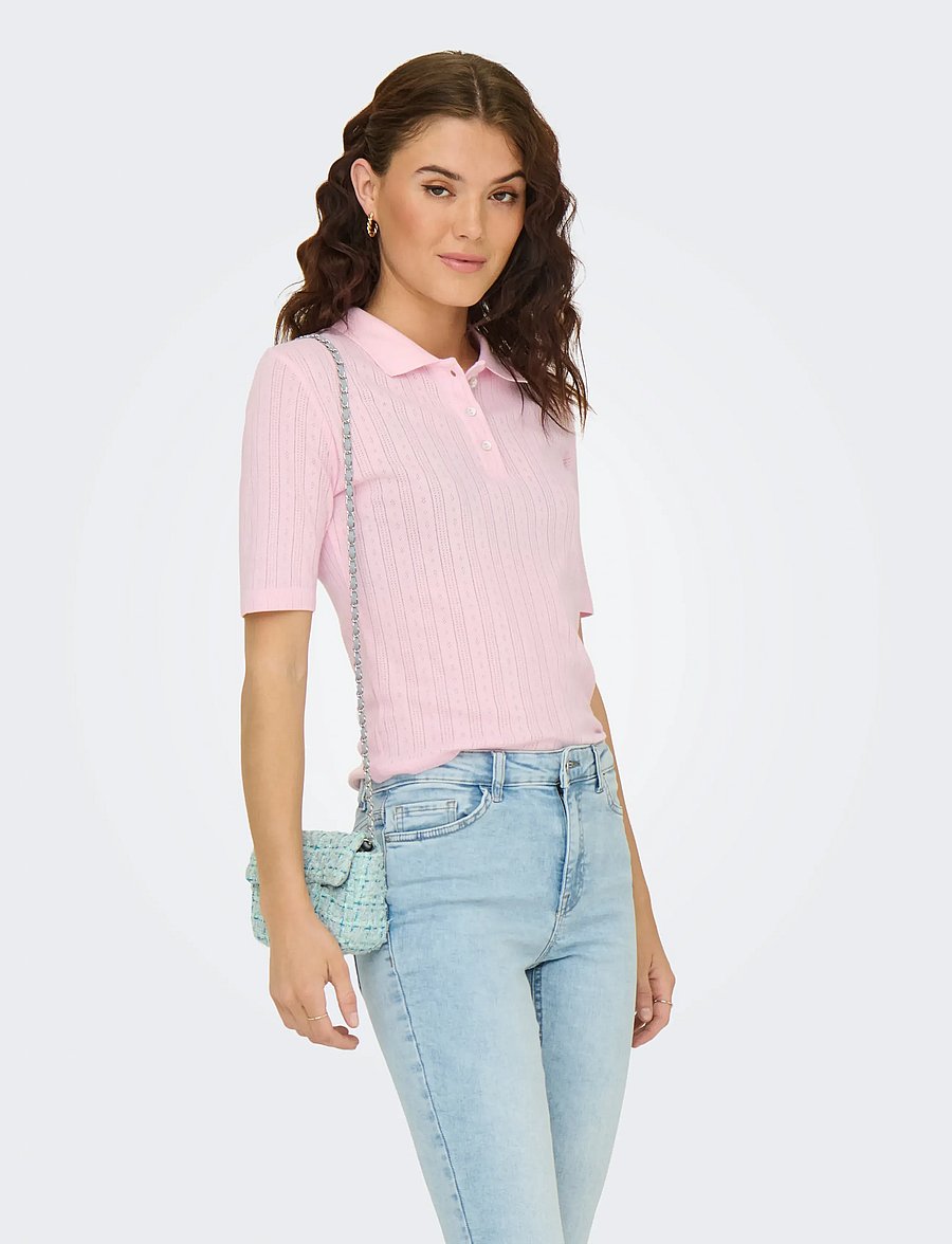 JDY - JDYSALSA S/S POLO TOP JRS NOOS - polo shirts - light pink - 0