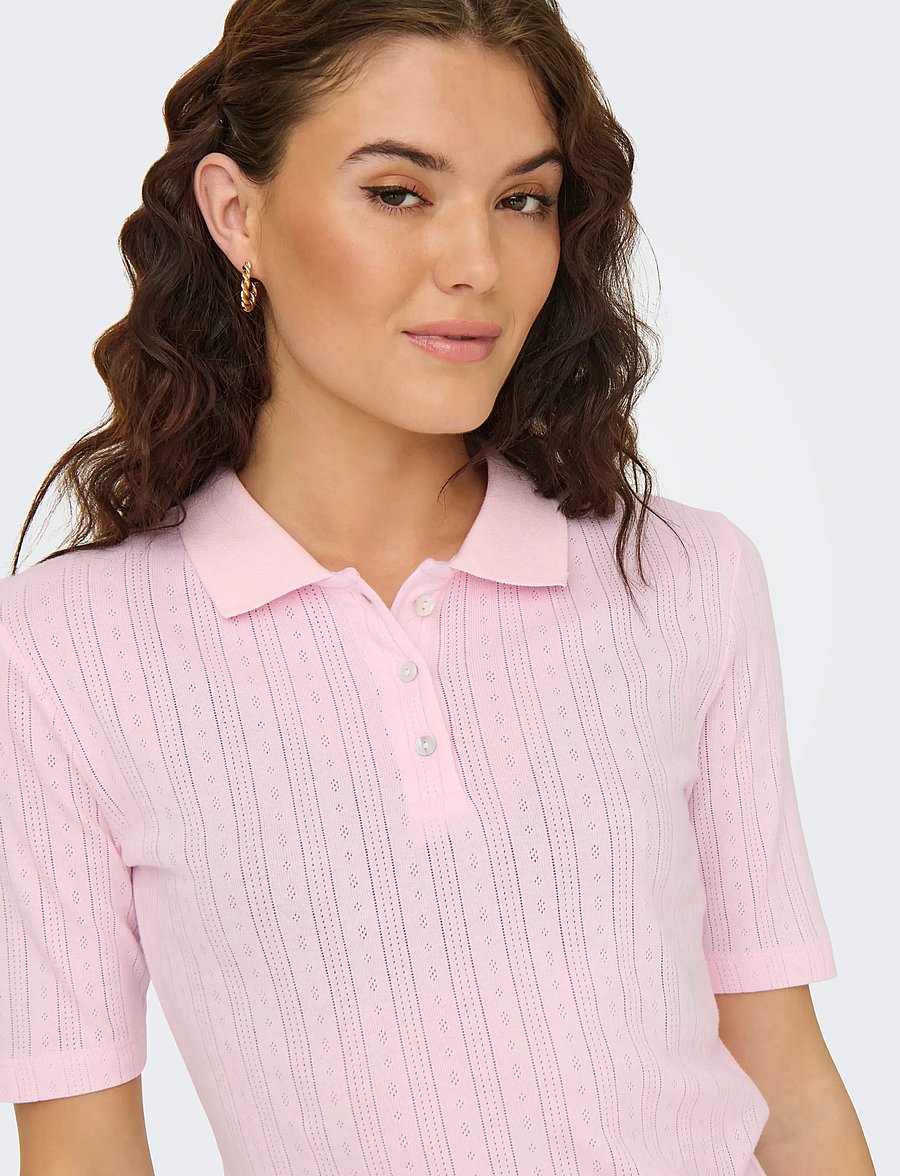 JDY - JDYSALSA S/S POLO TOP JRS NOOS - polo shirts - light pink - 5