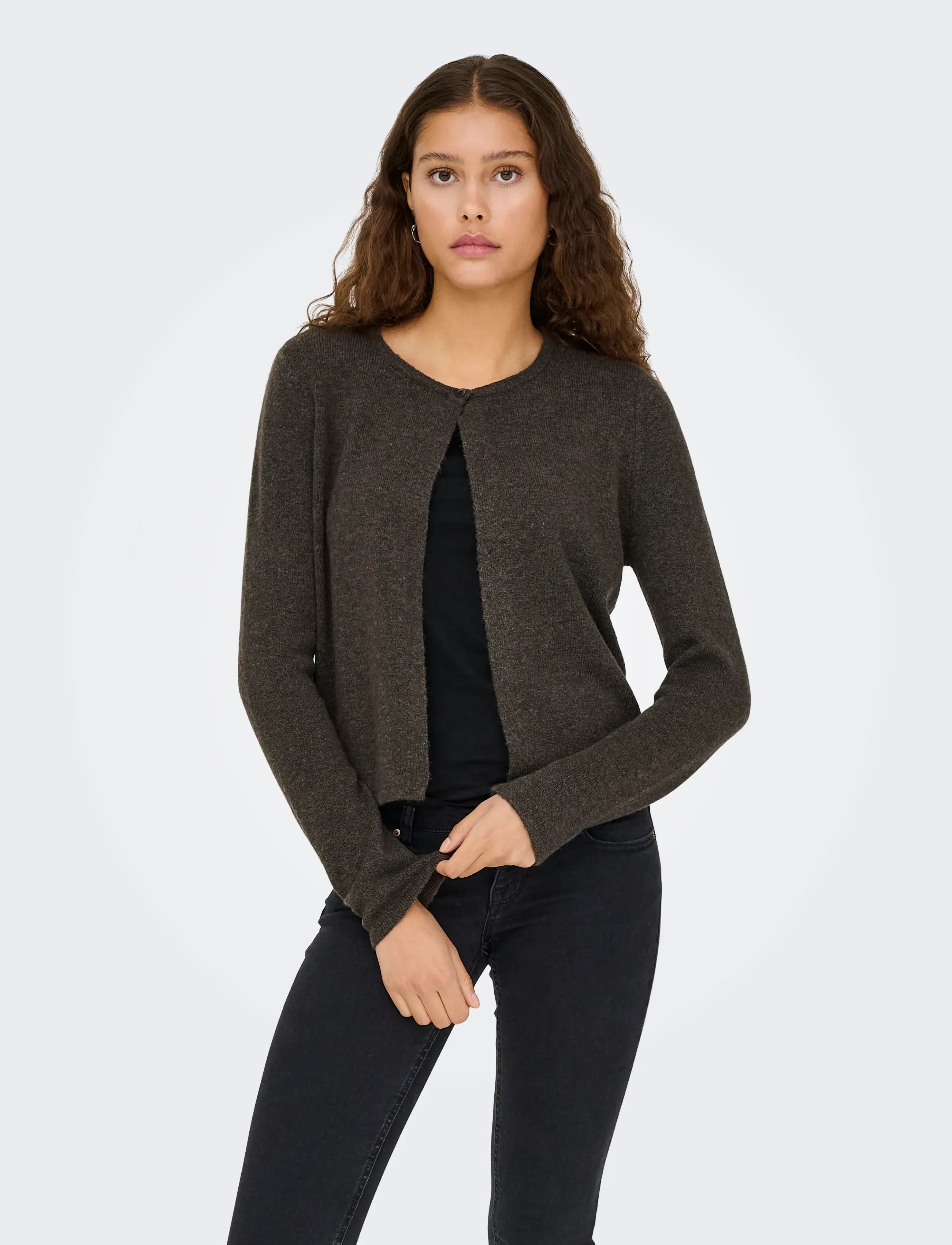 JDY - JDYRUE L/S ONEBUTTON CARDI KNT NOOS - strickjacken - bracken - 0
