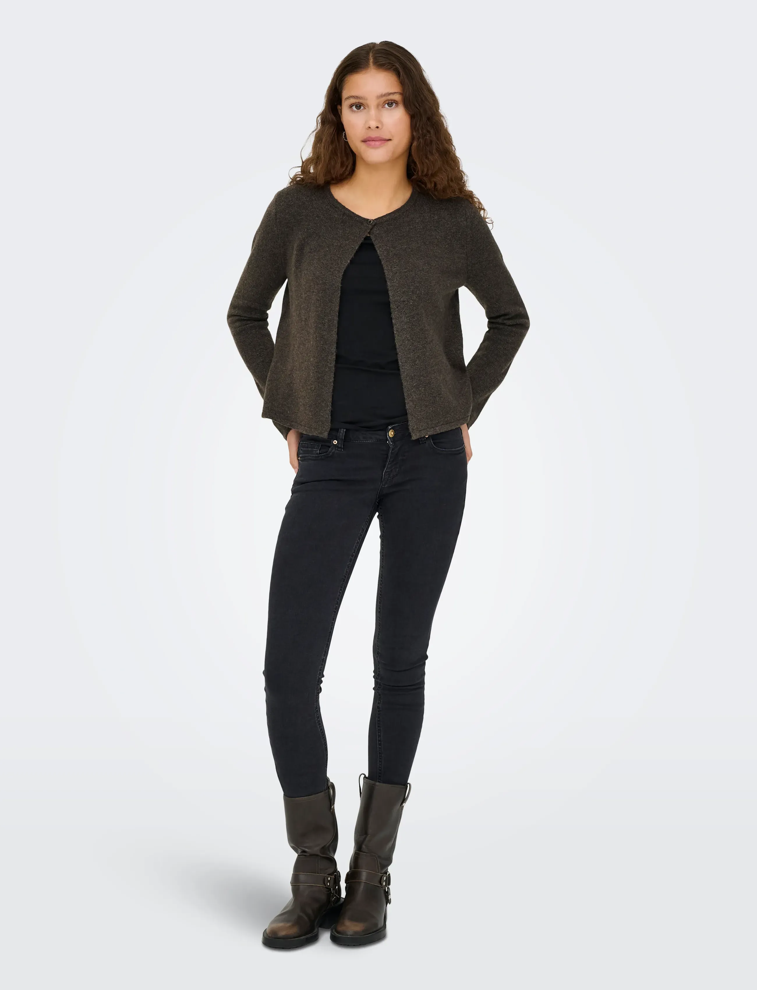 JDY - JDYRUE L/S ONEBUTTON CARDI KNT NOOS - strickjacken - bracken - 4