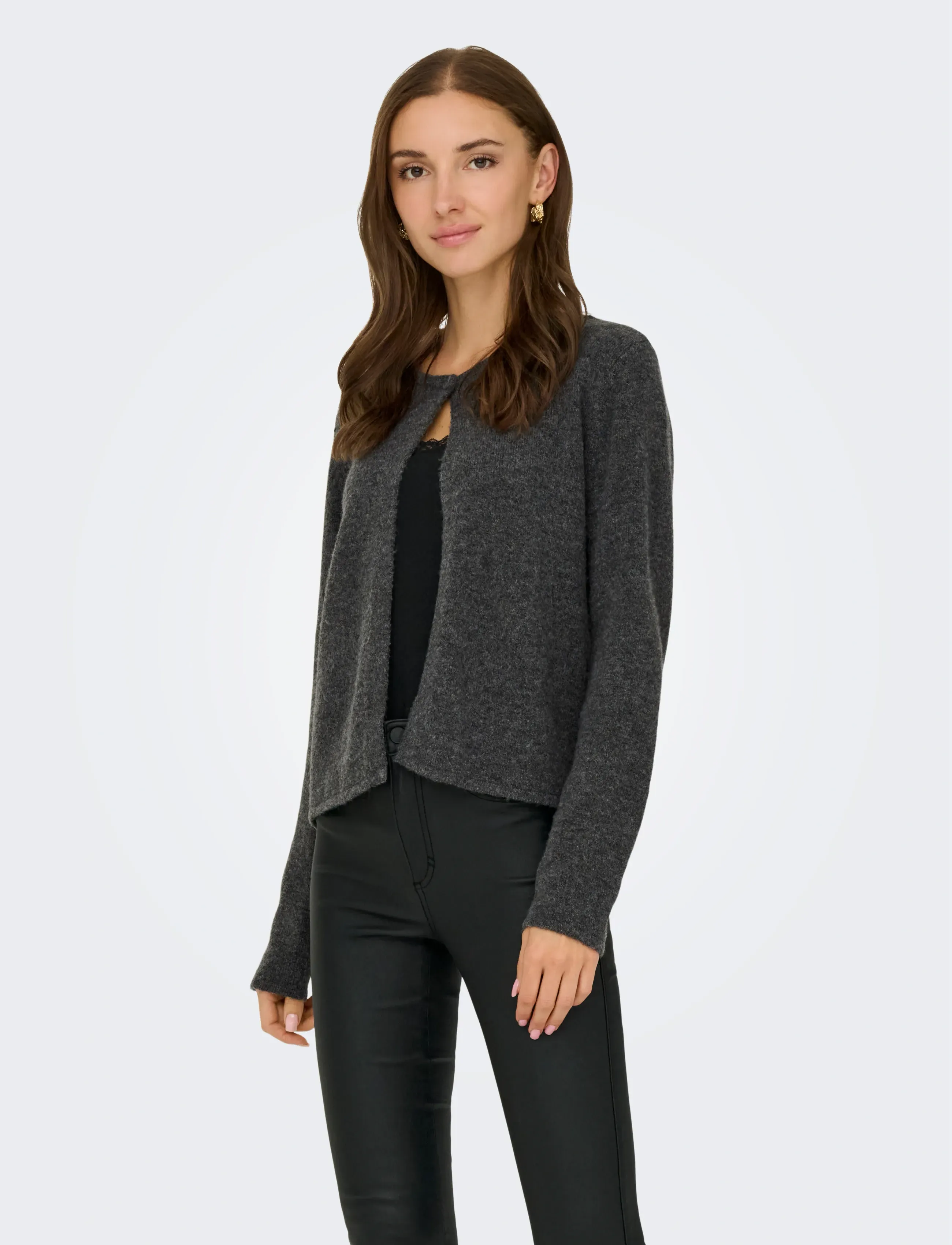 JDY JDYRUE L/S ONEBUTTON CARDI KNT NOOS - JDY - DARK GREY MELANGE / grey