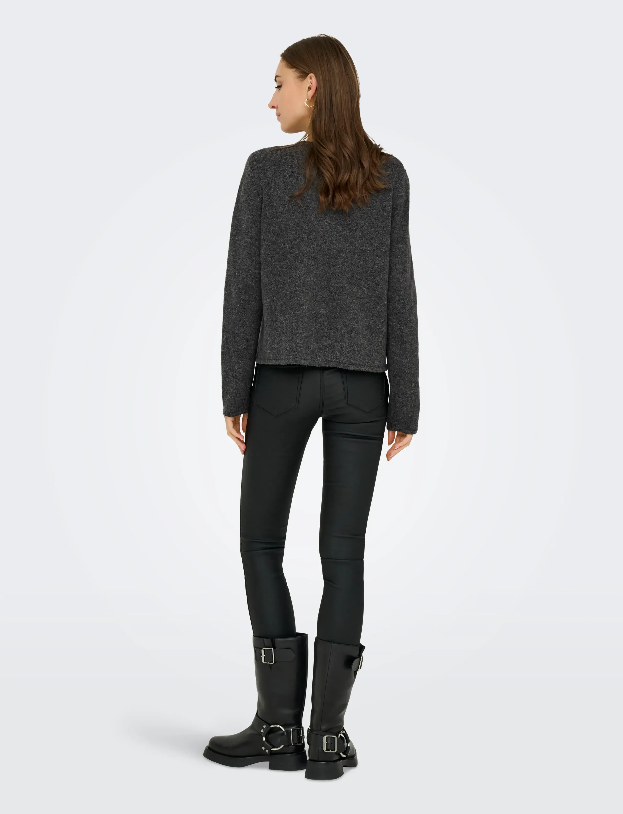 JDY - JDYRUE L/S ONEBUTTON CARDI KNT NOOS - cardigans - dark grey melange - 3