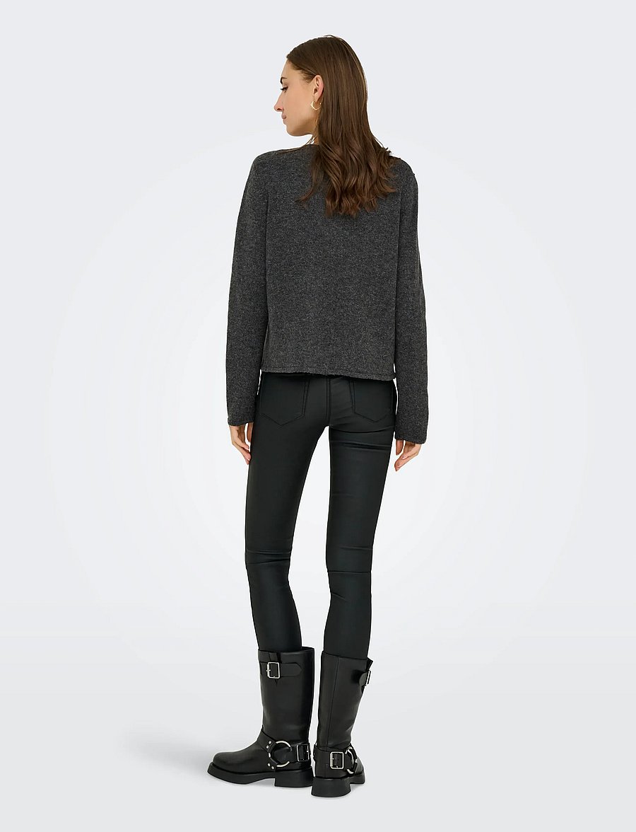 JDY - JDYRUE L/S ONEBUTTON CARDI KNT NOOS - koftor - dark grey melange - 3