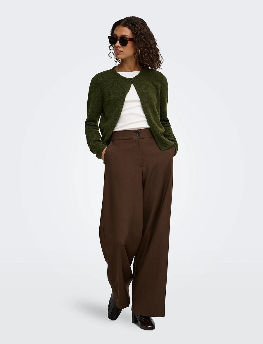 JDY - JDYRUE L/S ONEBUTTON CARDI KNT NOOS - dark olive - 4