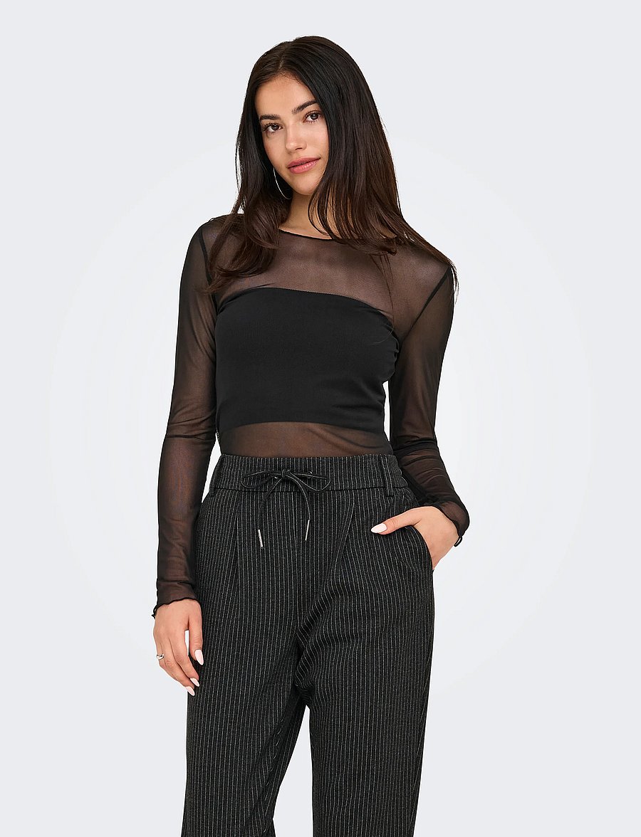 JDY - JDYELSA NEW LIFE L/S O NECK TOP JRS NOOS - black - 0