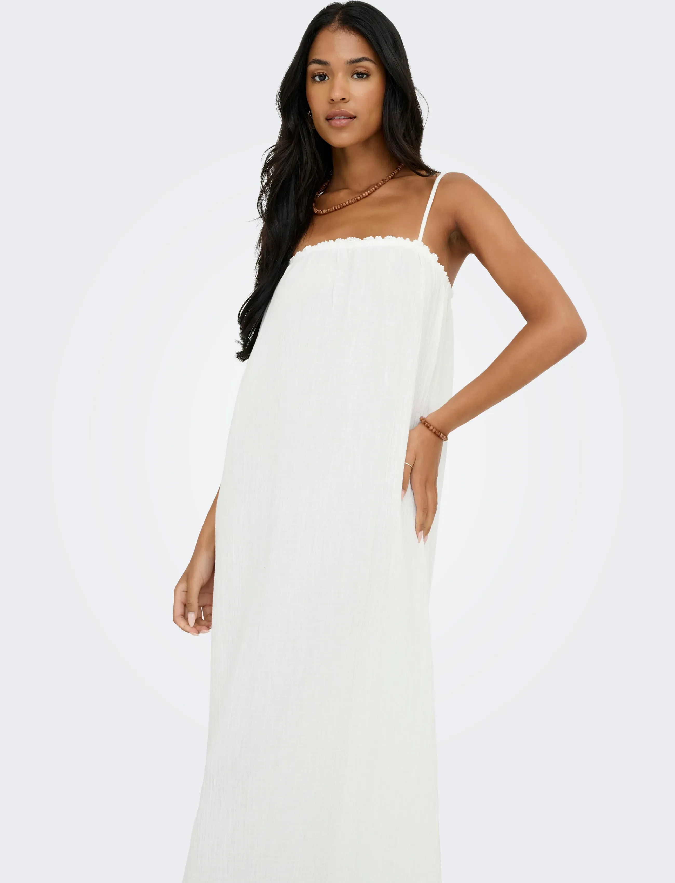 JDY - JDYTHEISJAZ LIFE S/L MAXI DRESS WVN NOOS - robes moulantes - cloud dancer - 5