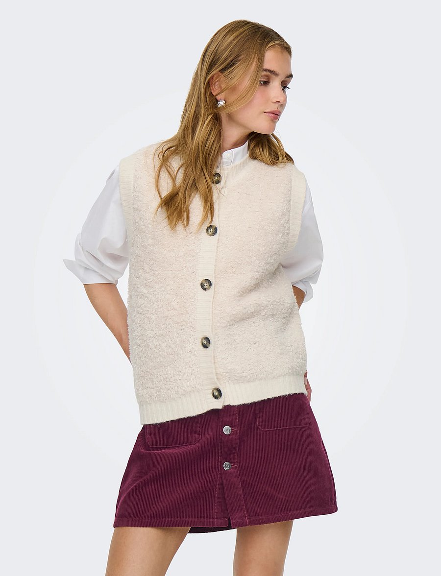 JDY - JDYEIRA LIFE S/L ON BUTTON VEST KNT NOOS - birch - 0